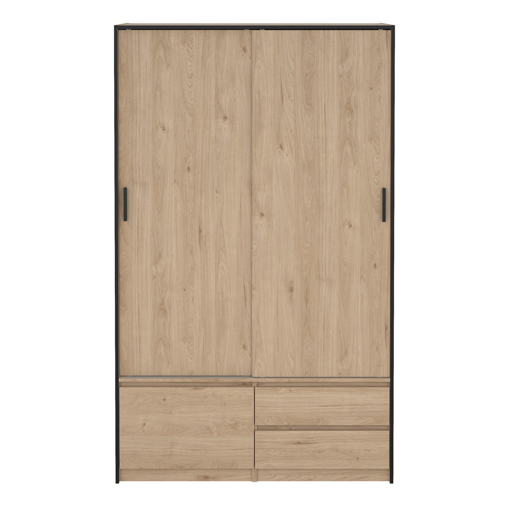Line Wardrobe with 2 Sliding Doors 1 Small Door and 2 Drawers in Jackson Hickory Oak - image 2