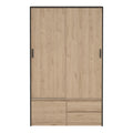 Line Wardrobe with 2 Sliding Doors 1 Small Door and 2 Drawers in Jackson Hickory Oak - image 2