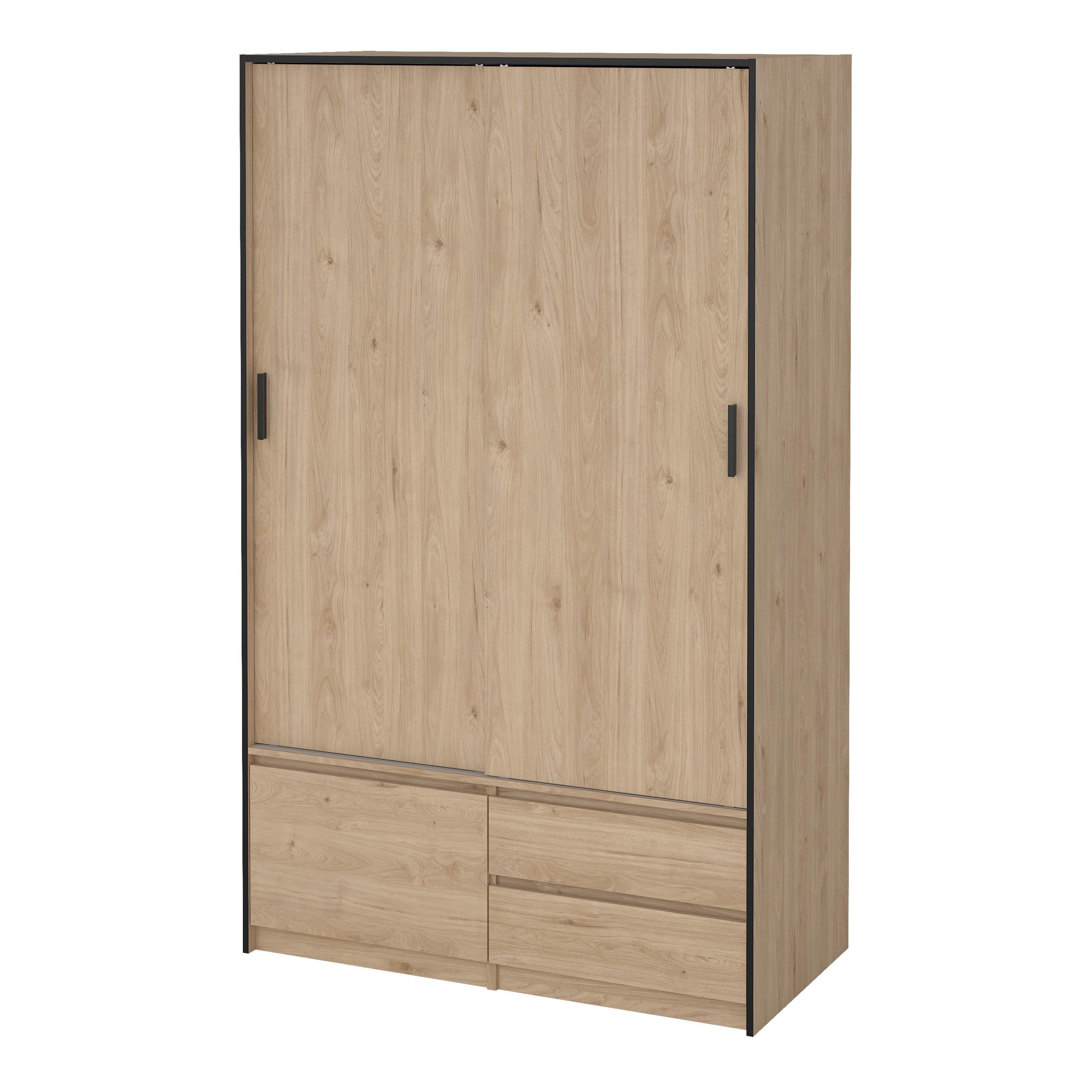 Line Wardrobe with 2 Sliding Doors 1 Small Door and 2 Drawers in Jackson Hickory Oak - image 3