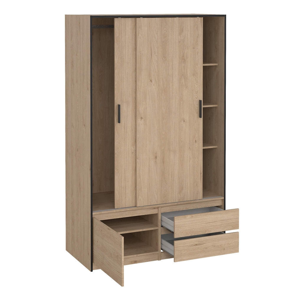 Line Wardrobe with 2 Sliding Doors 1 Small Door and 2 Drawers in Jackson Hickory Oak - image 6