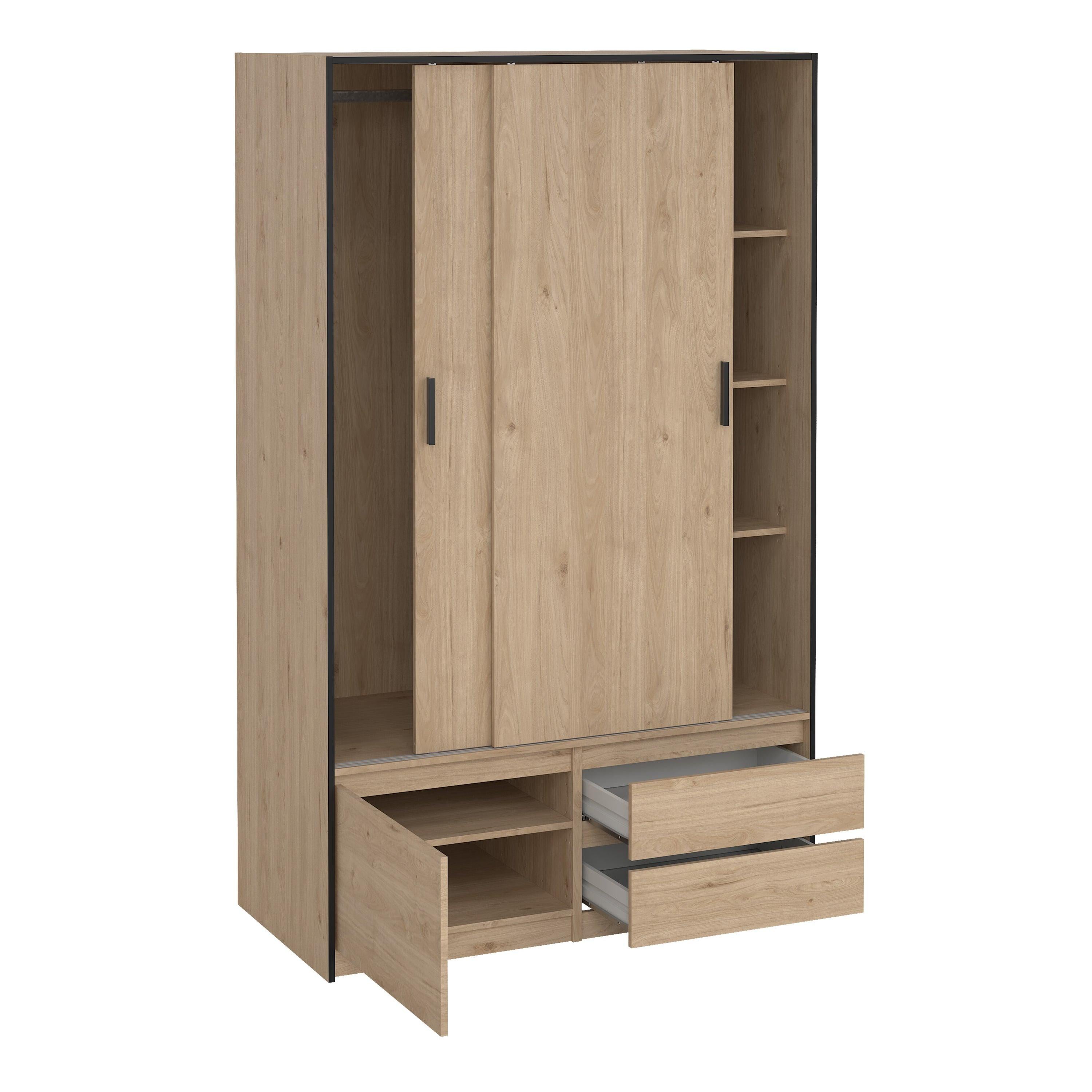 Line Wardrobe with 2 Sliding Doors 1 Small Door and 2 Drawers in Jackson Hickory Oak - image 6
