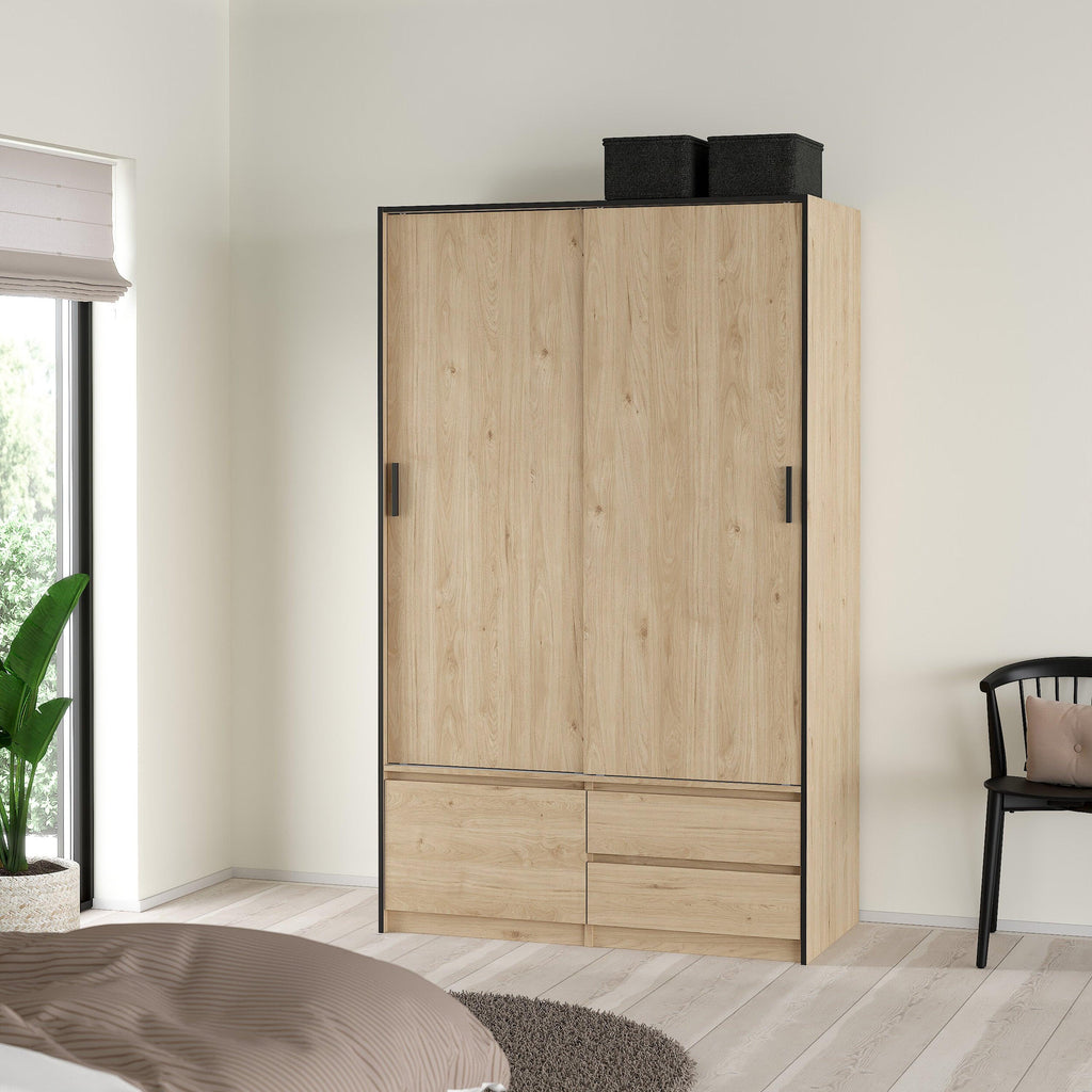 Line Wardrobe with 2 Sliding Doors 1 Small Door and 2 Drawers in Jackson Hickory Oak - image 8