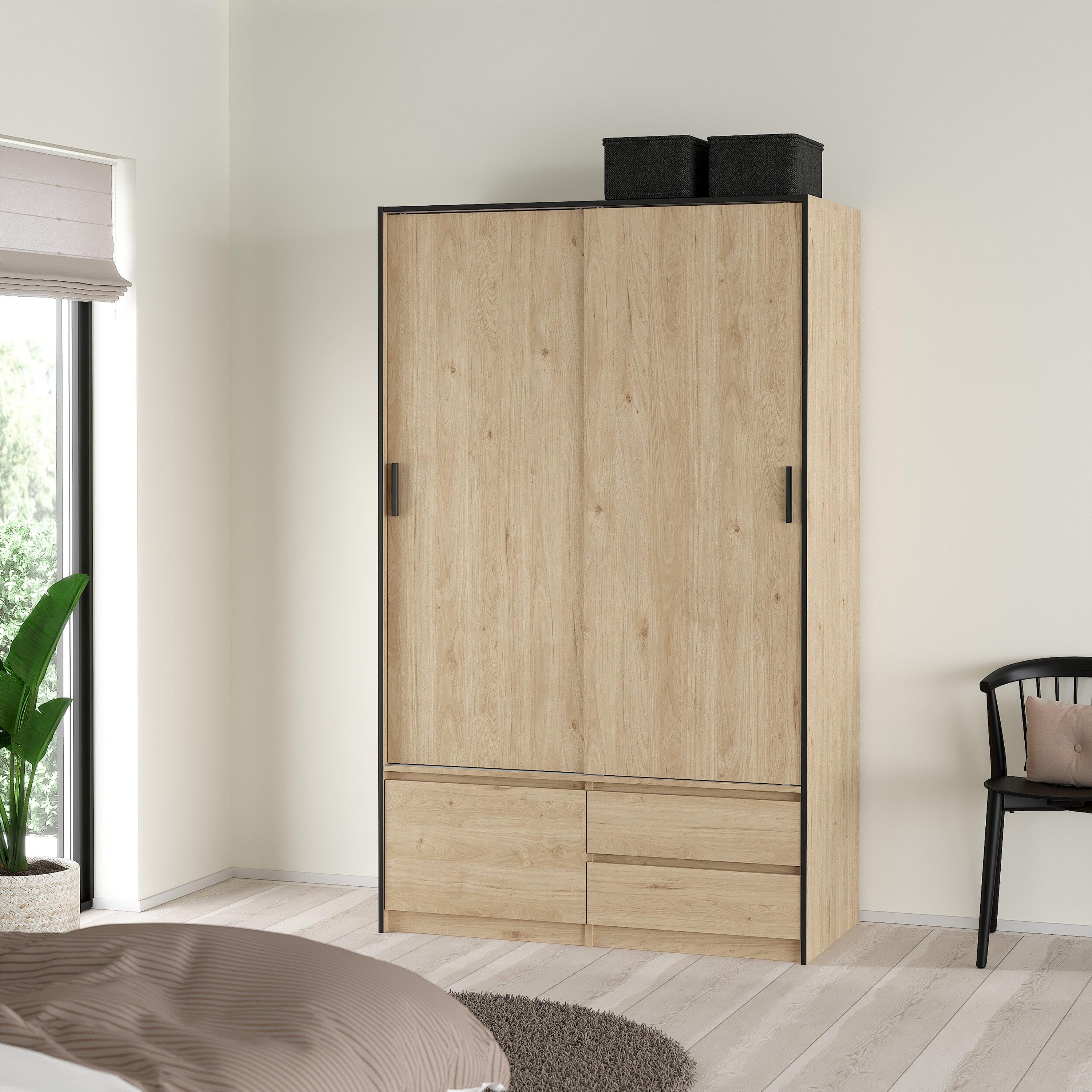 Line Wardrobe with 2 Sliding Doors 1 Small Door and 2 Drawers in Jackson Hickory Oak - image 8