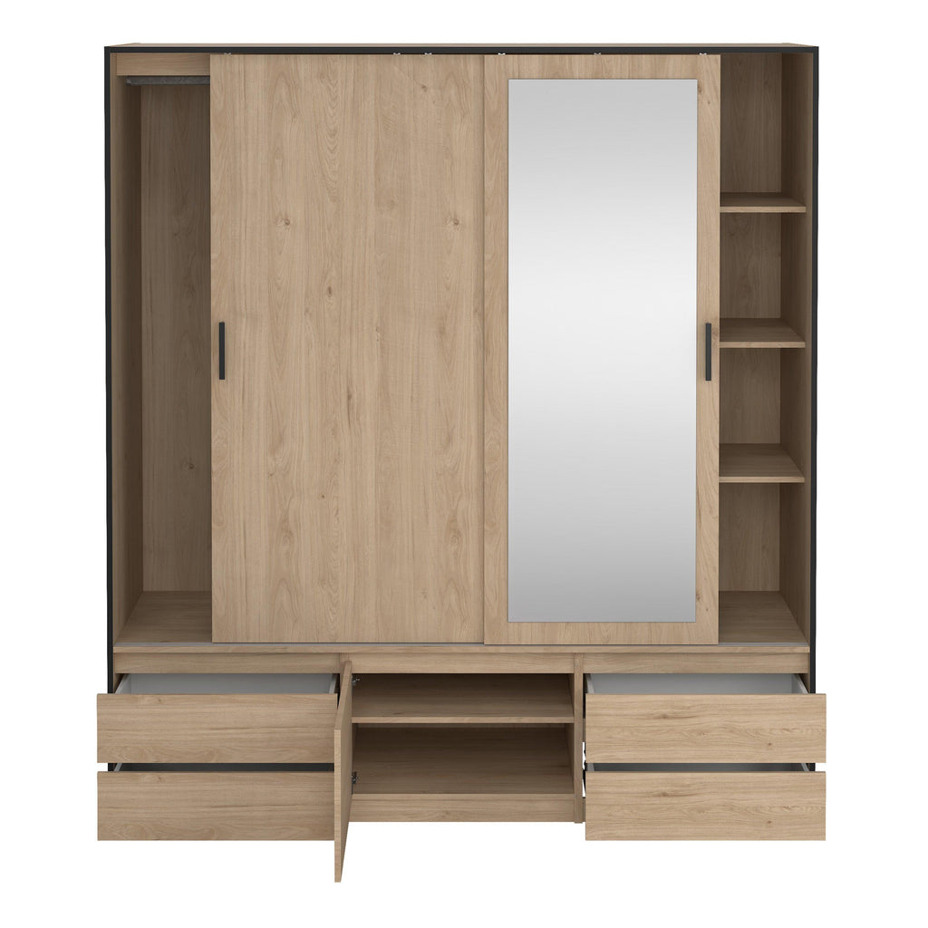 Line Wardrobe with 2 Sliding Doors 1 Sliding Door with Mirror in Jackson Hickory Oak - image 7