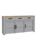 Bohol 3 Door 3 Drawer Sideboard in Riviera Oak/Grey Oak