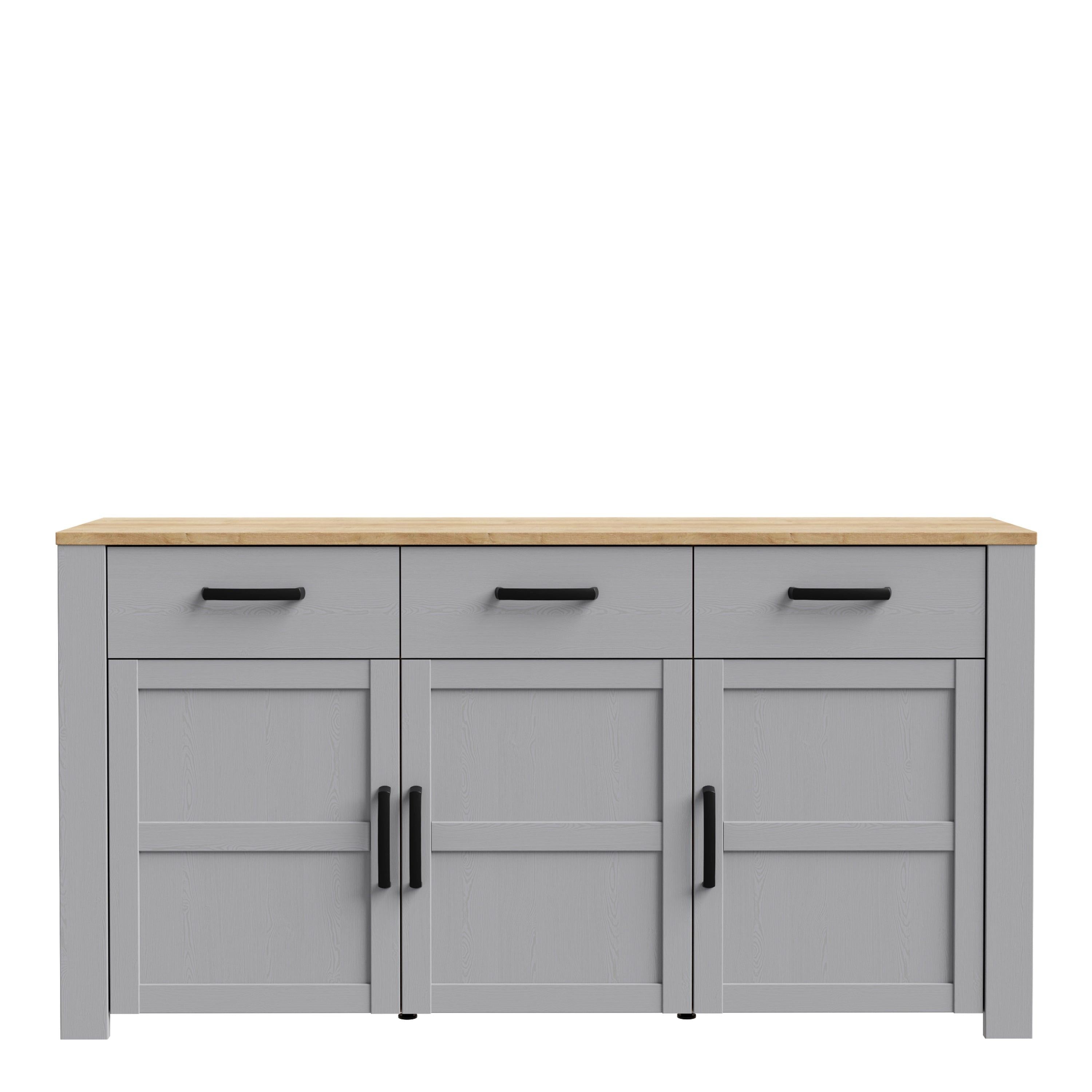Bohol 3 Door 3 Drawer Sideboard in Riviera Oak/Grey Oak - image 2