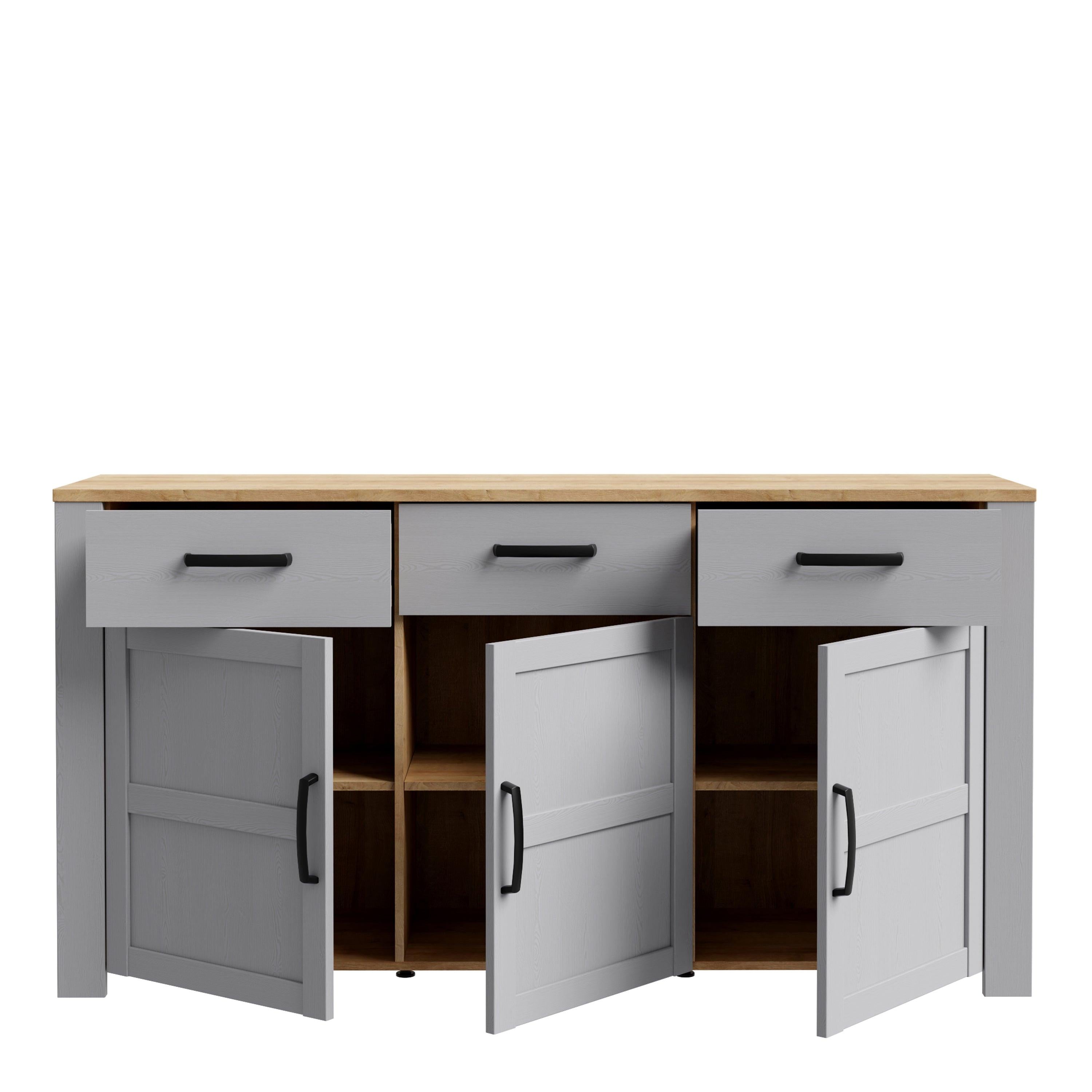Bohol 3 Door 3 Drawer Sideboard in Riviera Oak/Grey Oak - image 4