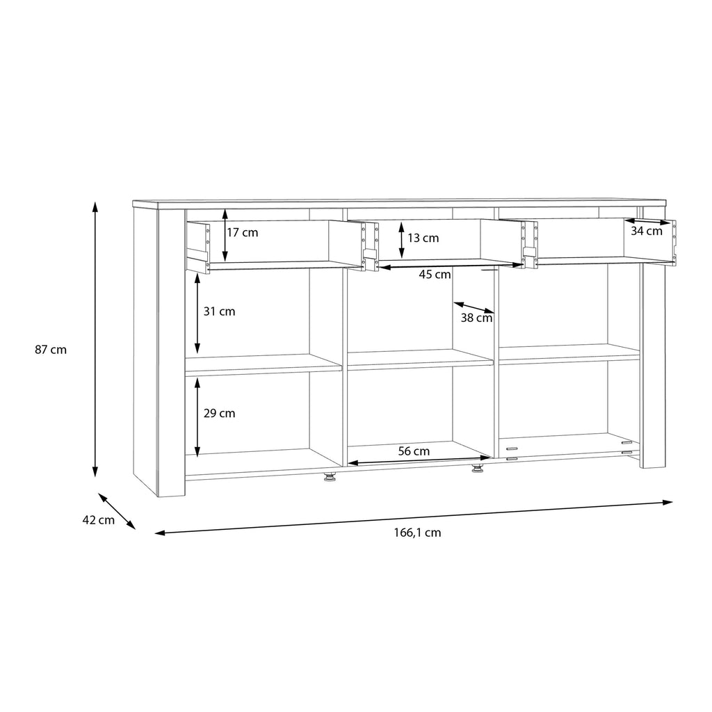 Bohol 3 Door 3 Drawer Sideboard in Riviera Oak/Grey Oak - image 8