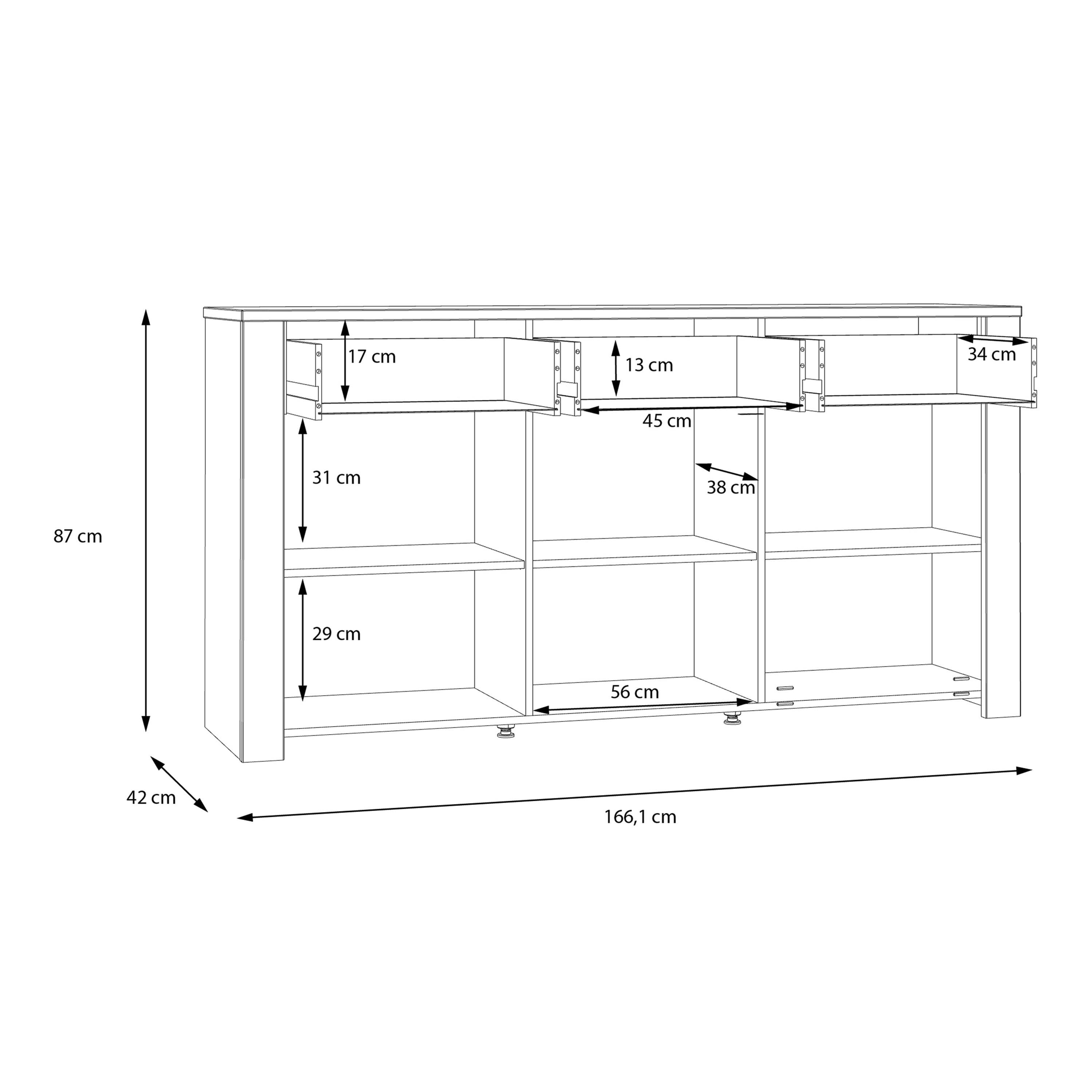 Bohol 3 Door 3 Drawer Sideboard in Riviera Oak/Grey Oak - image 8