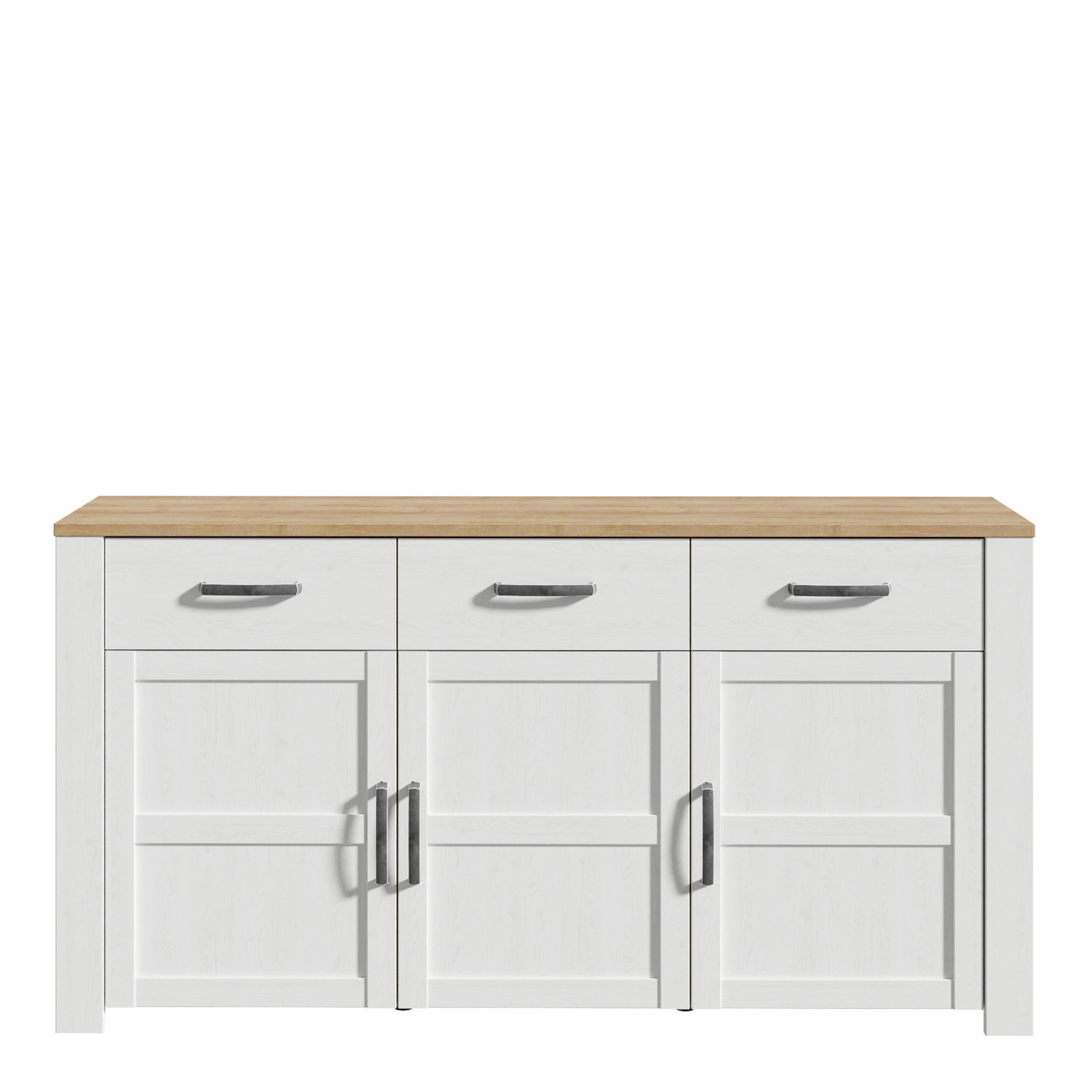 Bohol 3 Door 3 Drawer Sideboard in Riviera Oak/White - image 2