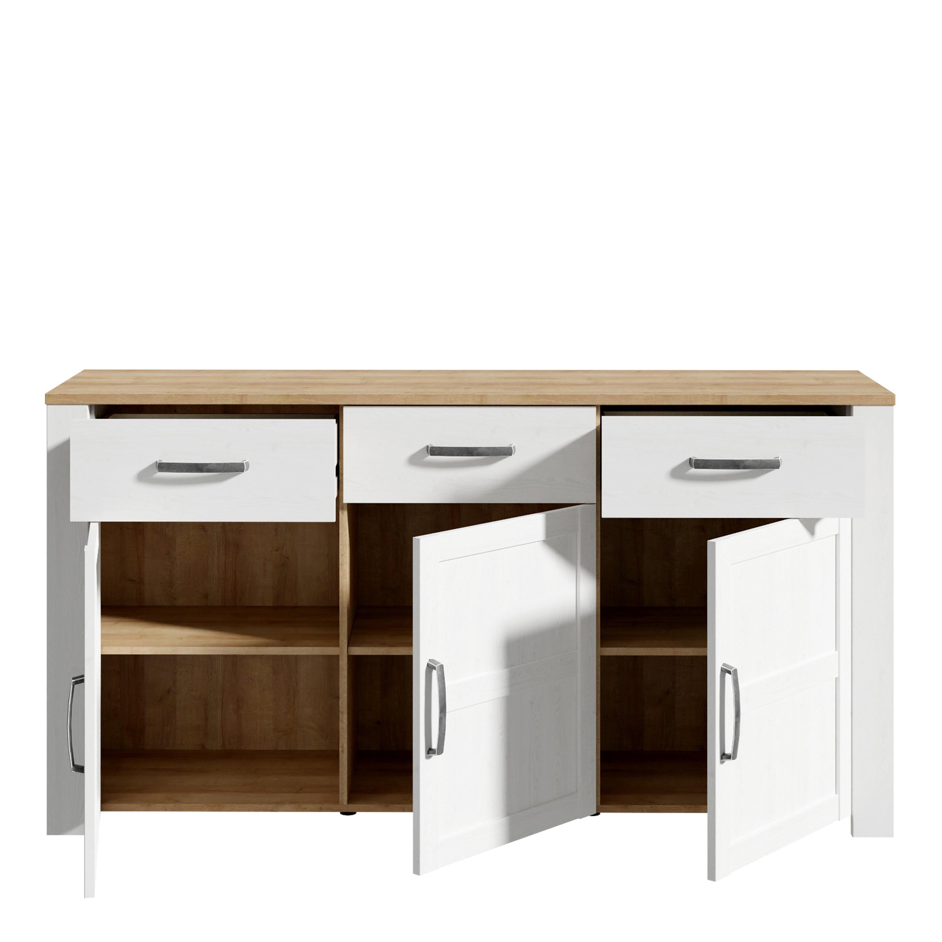 Bohol 3 Door 3 Drawer Sideboard in Riviera Oak/White - image 4