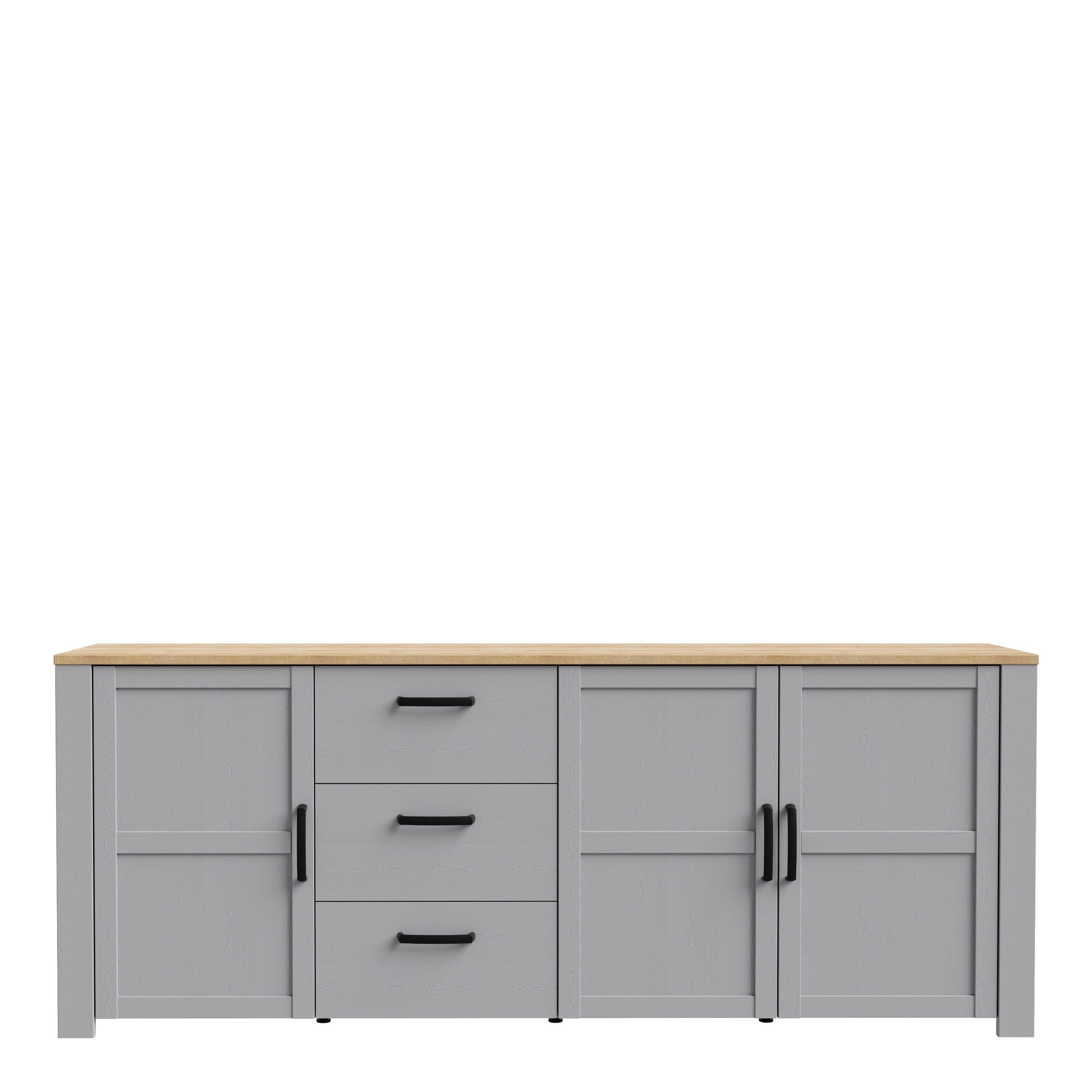 Bohol 3 Door 3 Drawer Large Sideboard in Riviera Oak/Grey Oak - image 2