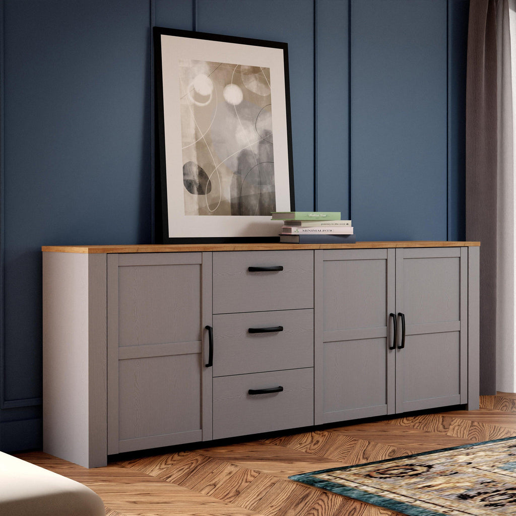 Bohol 3 Door 3 Drawer Large Sideboard in Riviera Oak/Grey Oak - image 6
