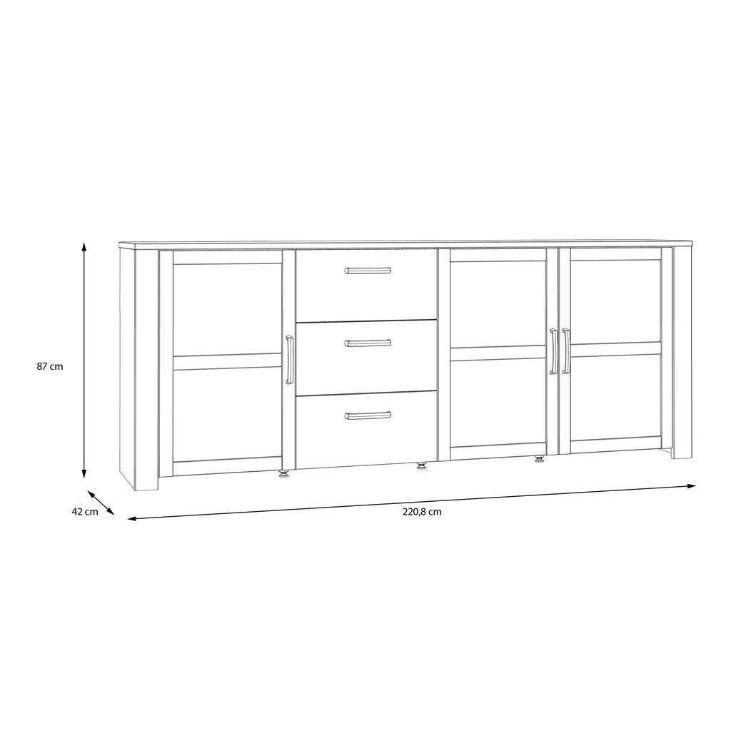 Bohol 3 Door 3 Drawer Large Sideboard in Riviera Oak/Grey Oak - image 7