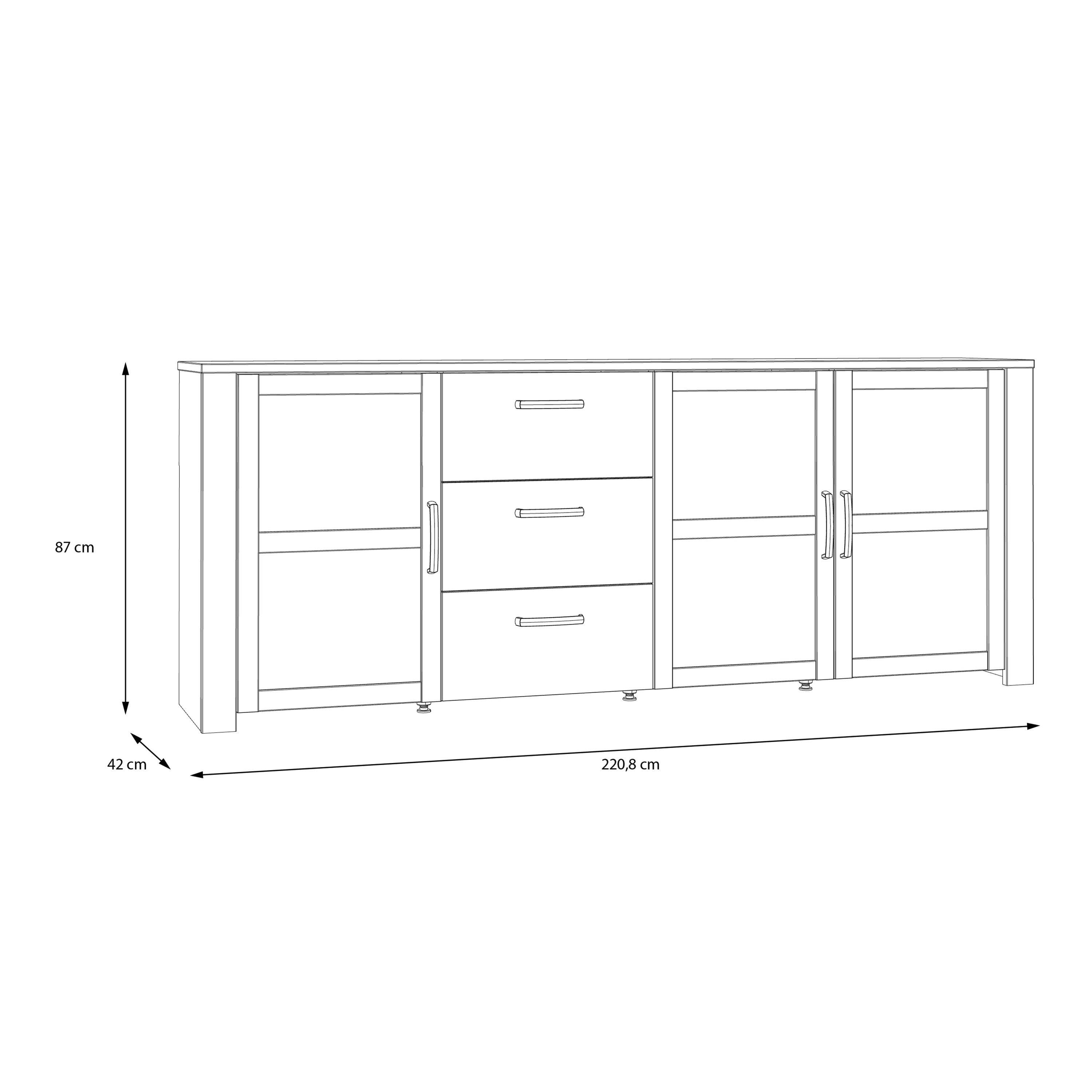 Bohol 3 Door 3 Drawer Large Sideboard in Riviera Oak/Grey Oak - image 7