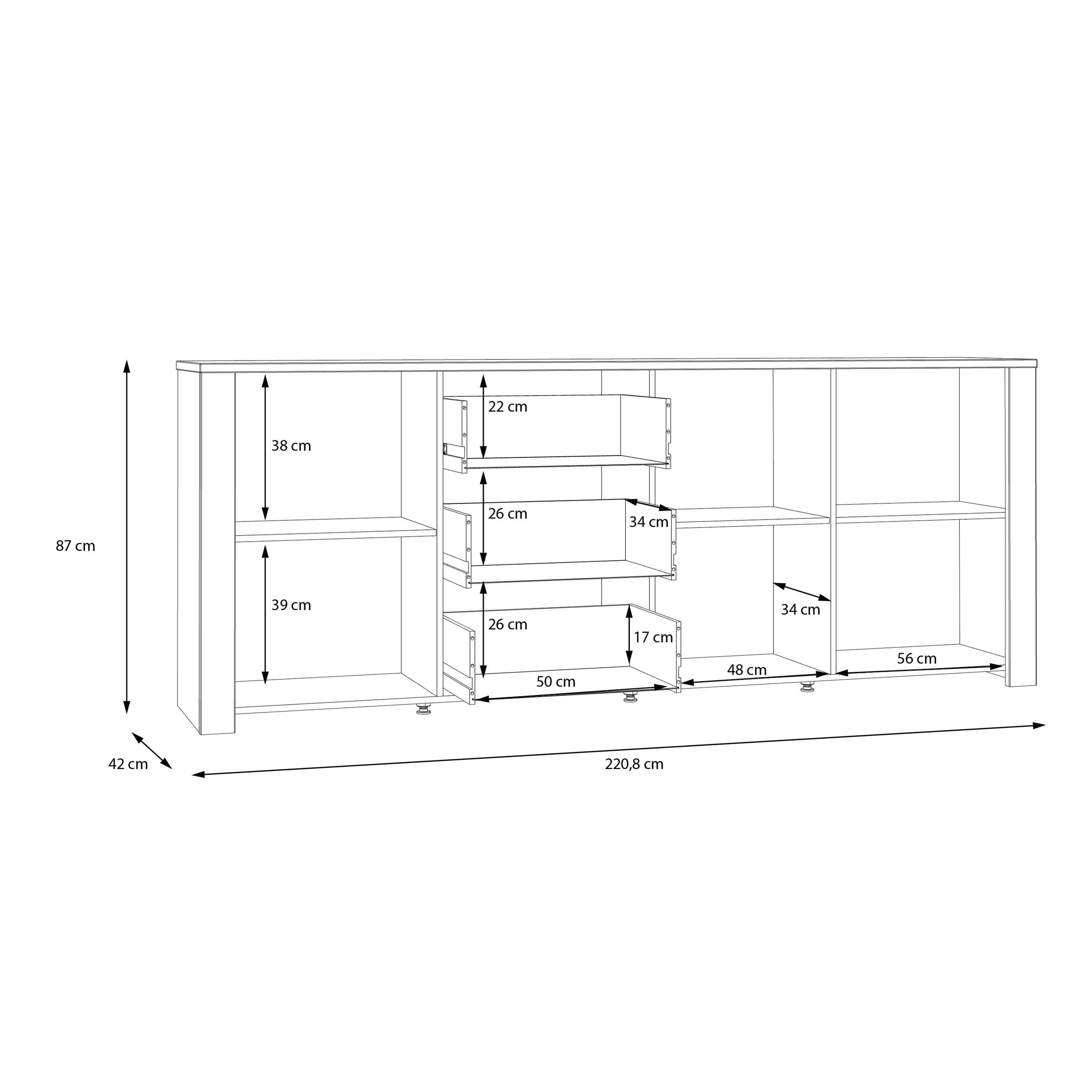 Bohol 3 Door 3 Drawer Large Sideboard in Riviera Oak/Grey Oak - image 8