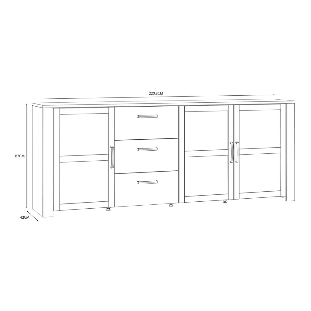 Bohol 3 Door 3 Drawer Large Sideboard in Riviera Oak/White - image 7