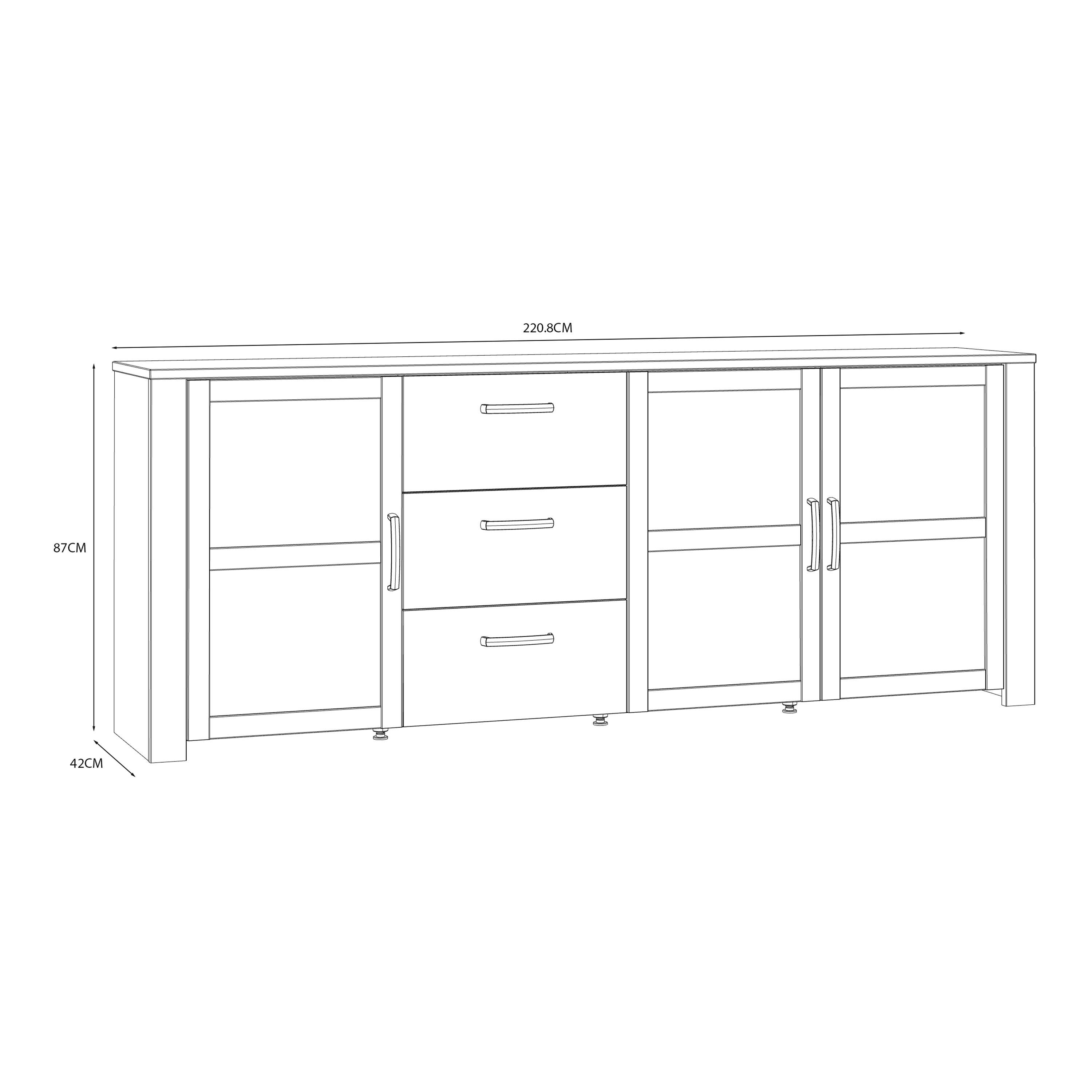 Bohol 3 Door 3 Drawer Large Sideboard in Riviera Oak/White - image 7