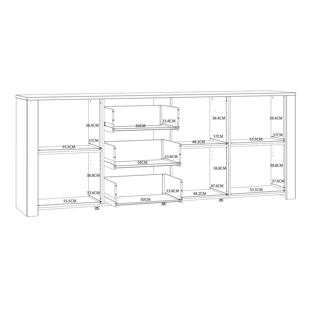 Bohol 3 Door 3 Drawer Large Sideboard in Riviera Oak/White - image 8