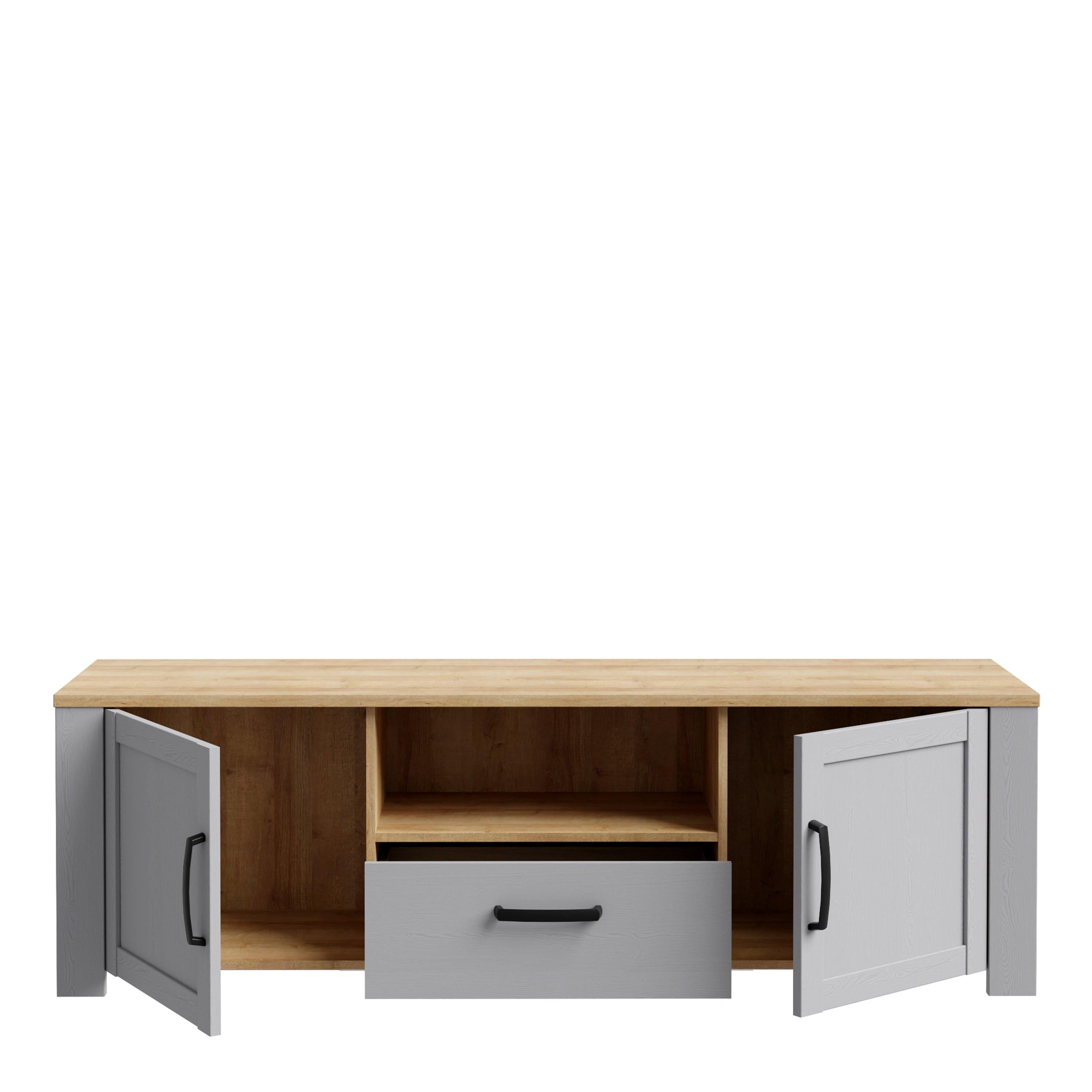 Bohol 2 Door 1 Drawer TV Unit in Riviera Oak/Grey Oak - image 4