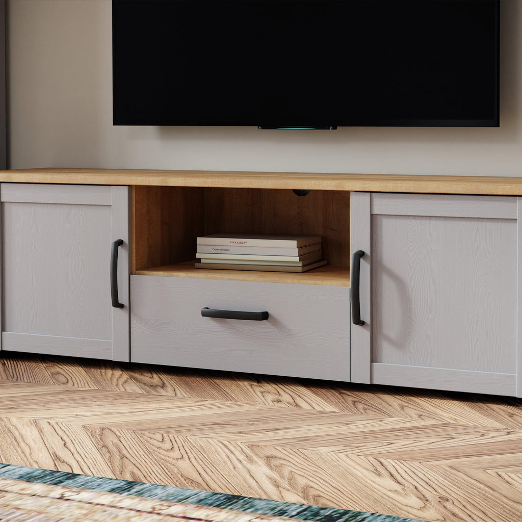 Bohol 2 Door 1 Drawer TV Unit in Riviera Oak/Grey Oak - image 6