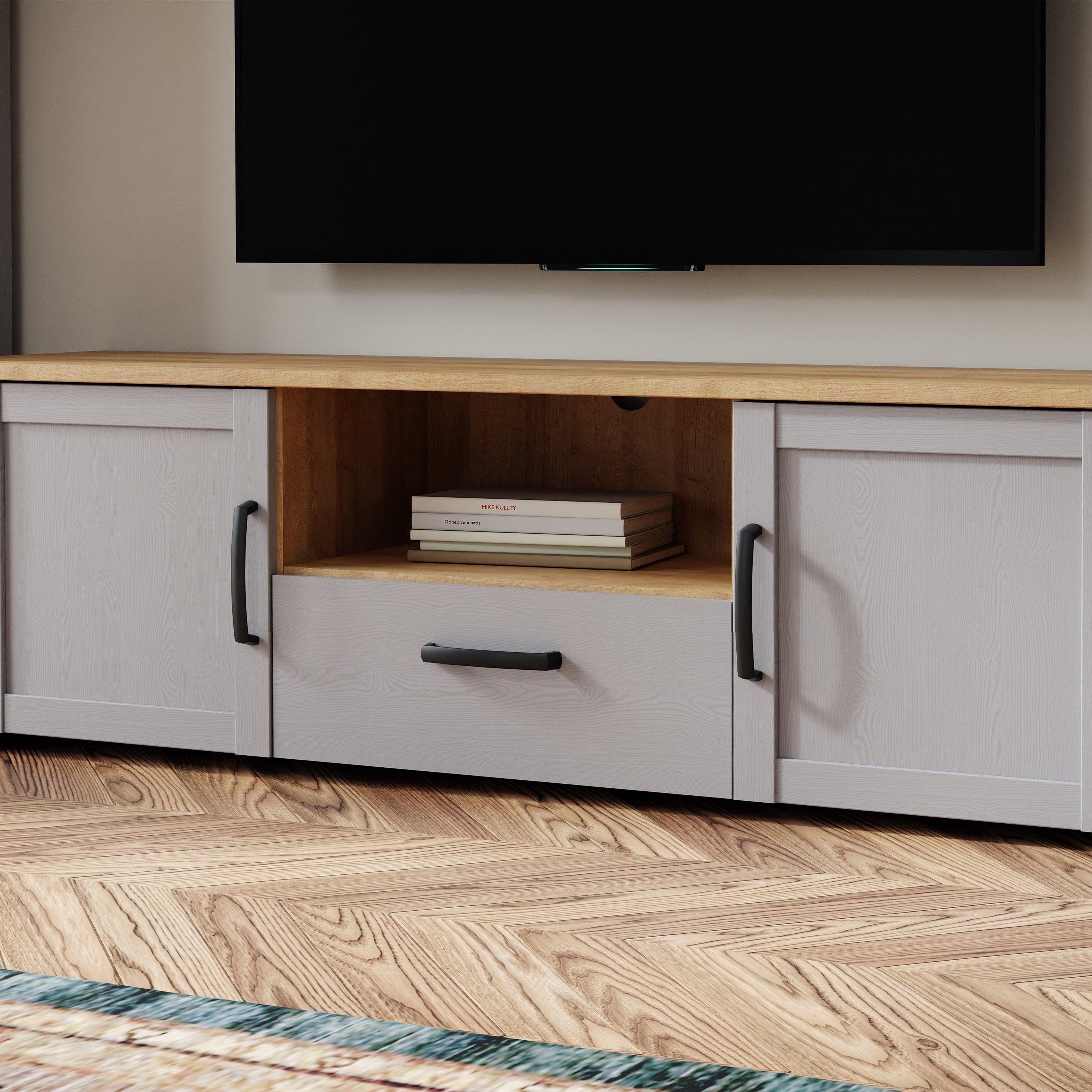 Bohol 2 Door 1 Drawer TV Unit in Riviera Oak/Grey Oak - image 6