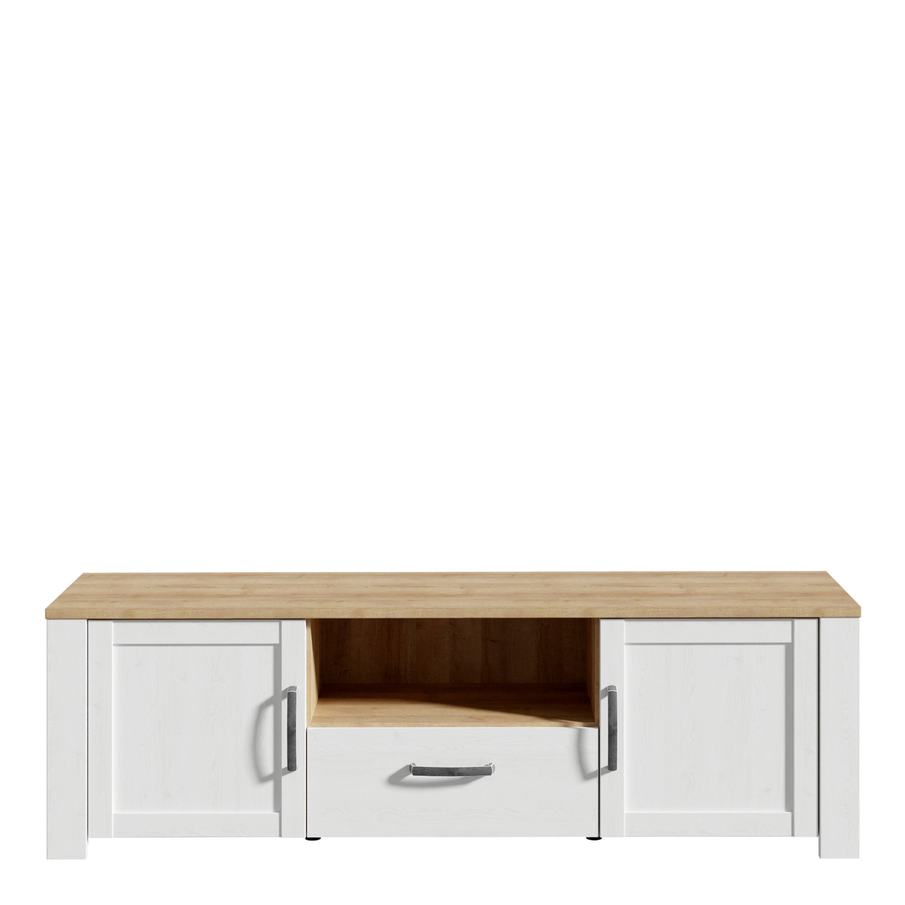 Bohol 2 Door 1 Drawer TV Unit in Riviera Oak/White - image 2