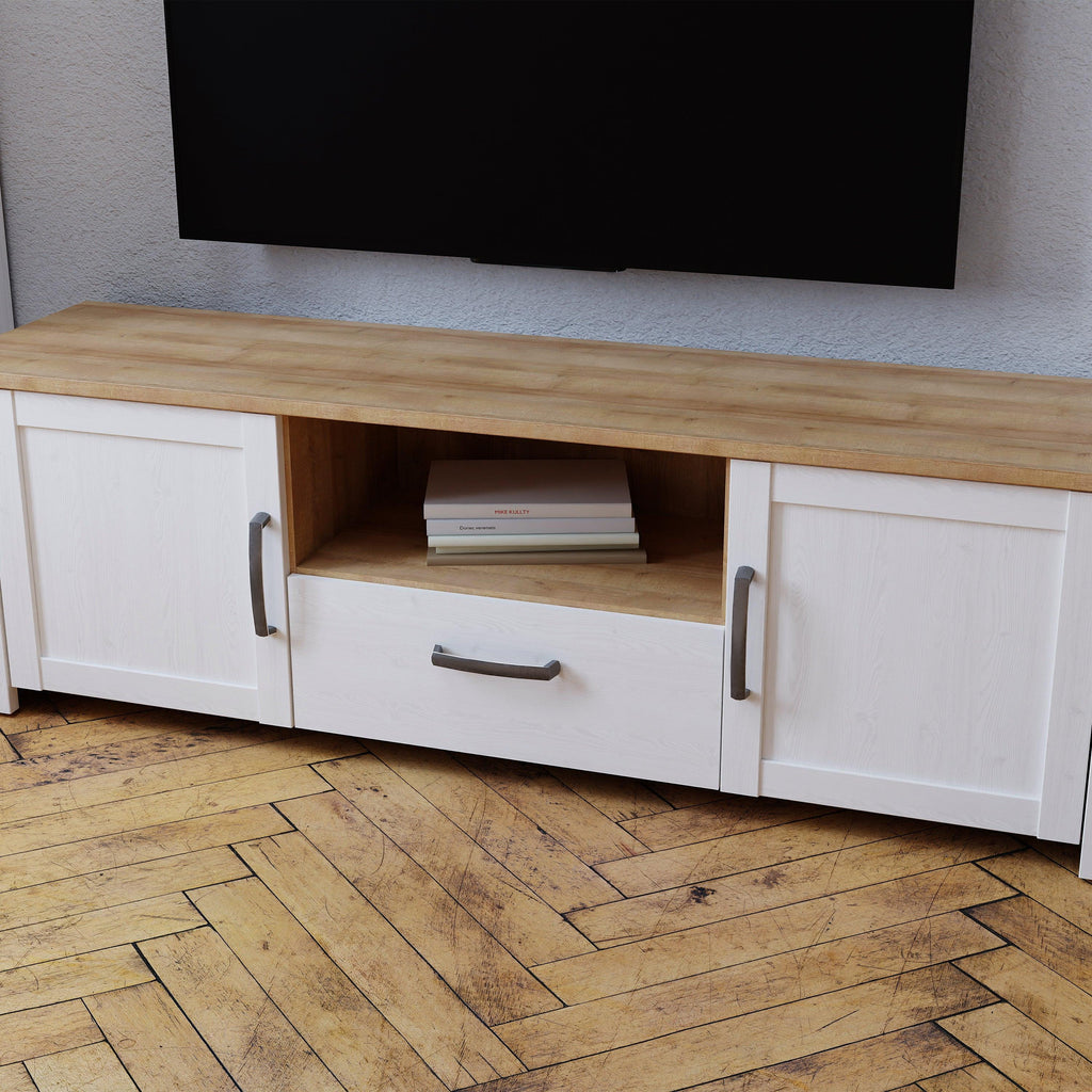 Bohol 2 Door 1 Drawer TV Unit in Riviera Oak/White - image 7