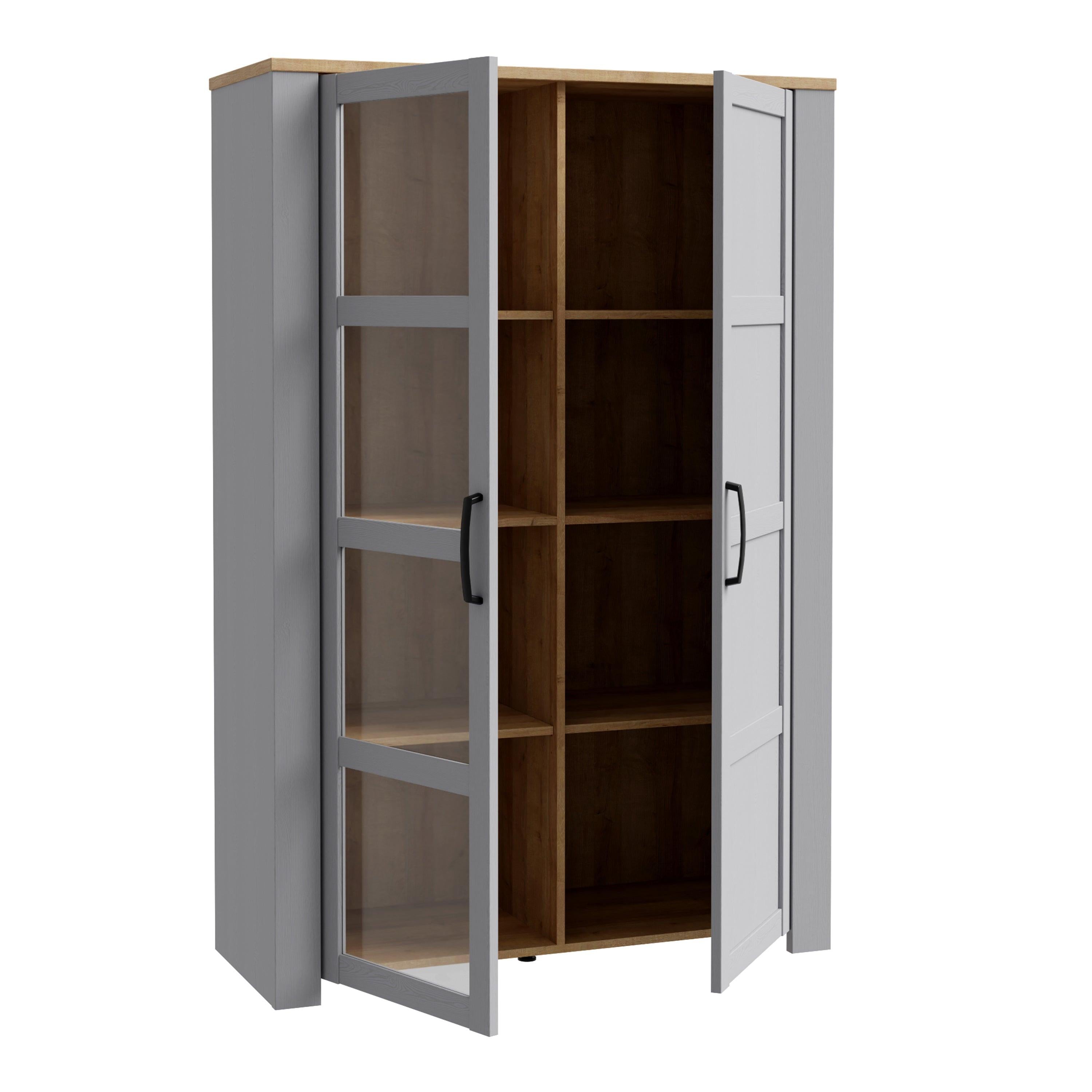 Bohol 2 Door Display Cabinet in Riviera Oak/Grey Oak - image 3