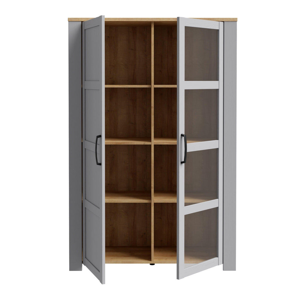 Bohol 2 Door Display Cabinet in Riviera Oak/Grey Oak - image 4