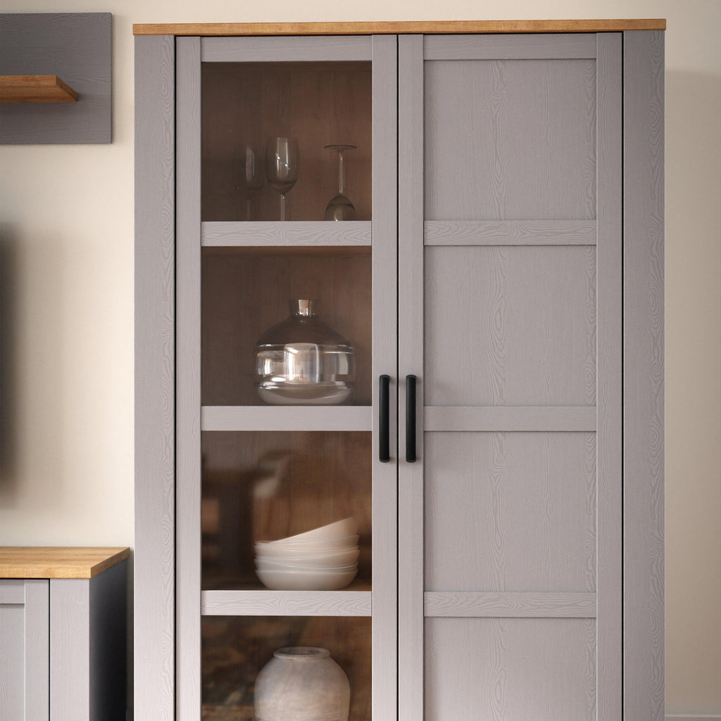 Bohol 2 Door Display Cabinet in Riviera Oak/Grey Oak - image 6