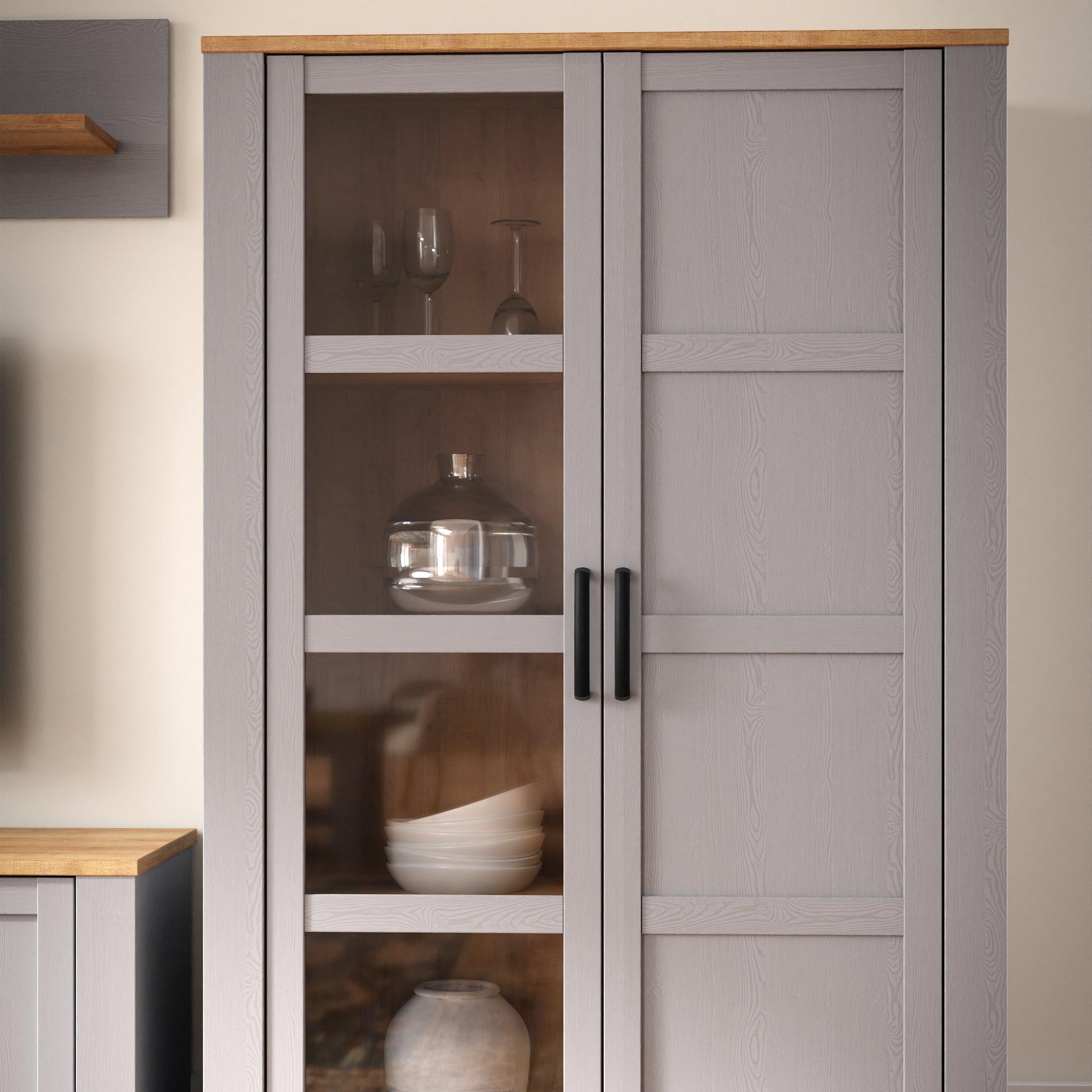 Bohol 2 Door Display Cabinet in Riviera Oak/Grey Oak - image 6