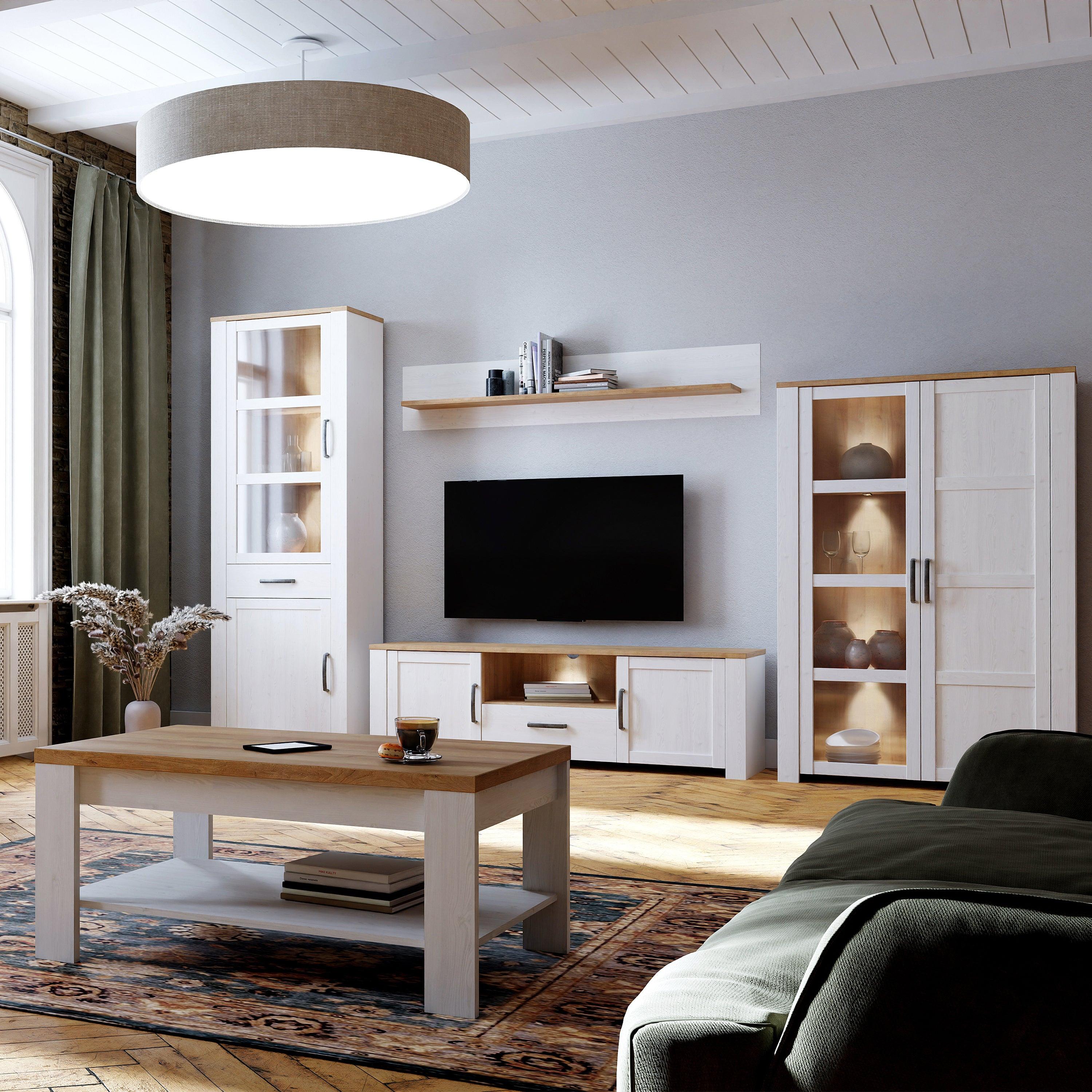 Bohol 2 Door Display Cabinet in Riviera Oak/White - image 5