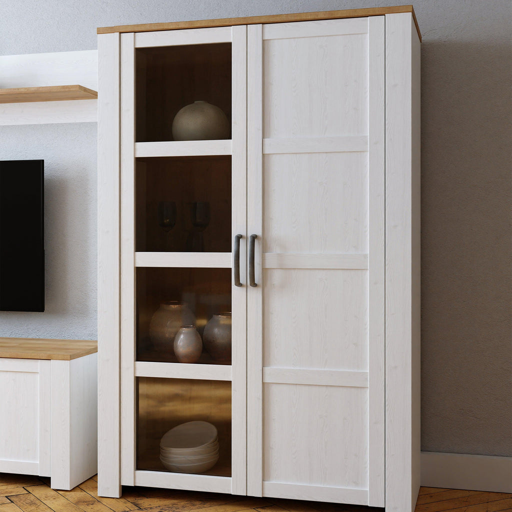 Bohol 2 Door Display Cabinet in Riviera Oak/White - image 6