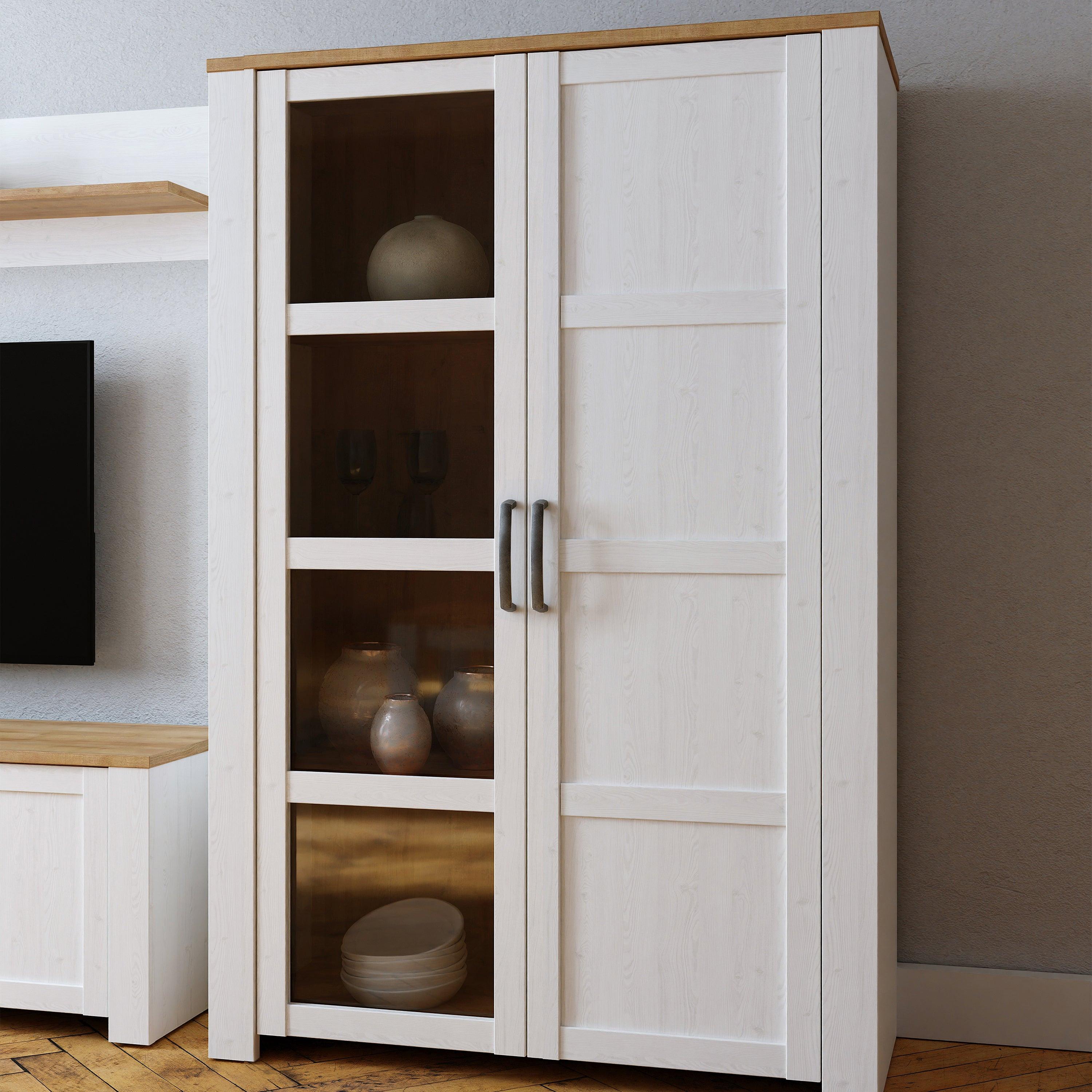 Bohol 2 Door Display Cabinet in Riviera Oak/White - image 6