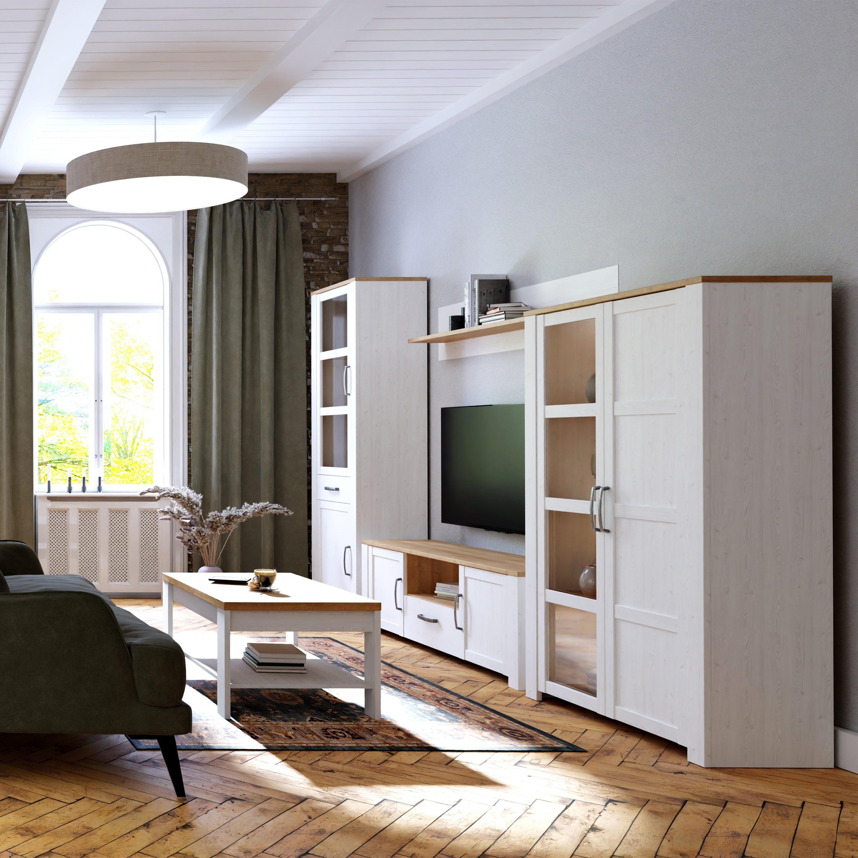 Bohol 2 Door Display Cabinet in Riviera Oak/White - image 7