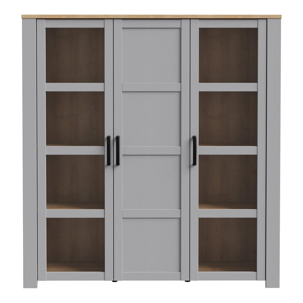 Bohol 3 Door Large Display Cabinet in Riviera Oak/Grey Oak - image 2