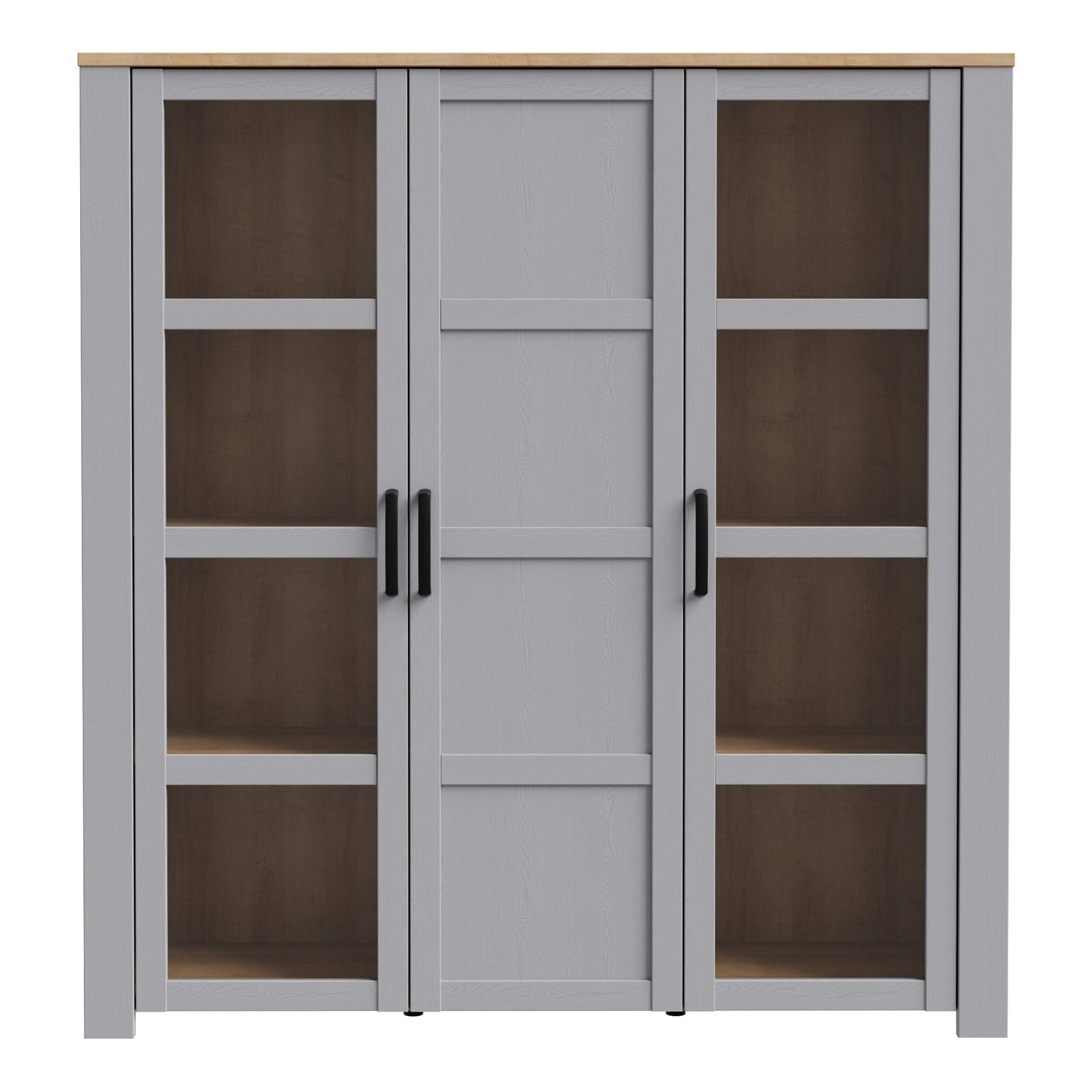 Bohol 3 Door Large Display Cabinet in Riviera Oak/Grey Oak - image 2
