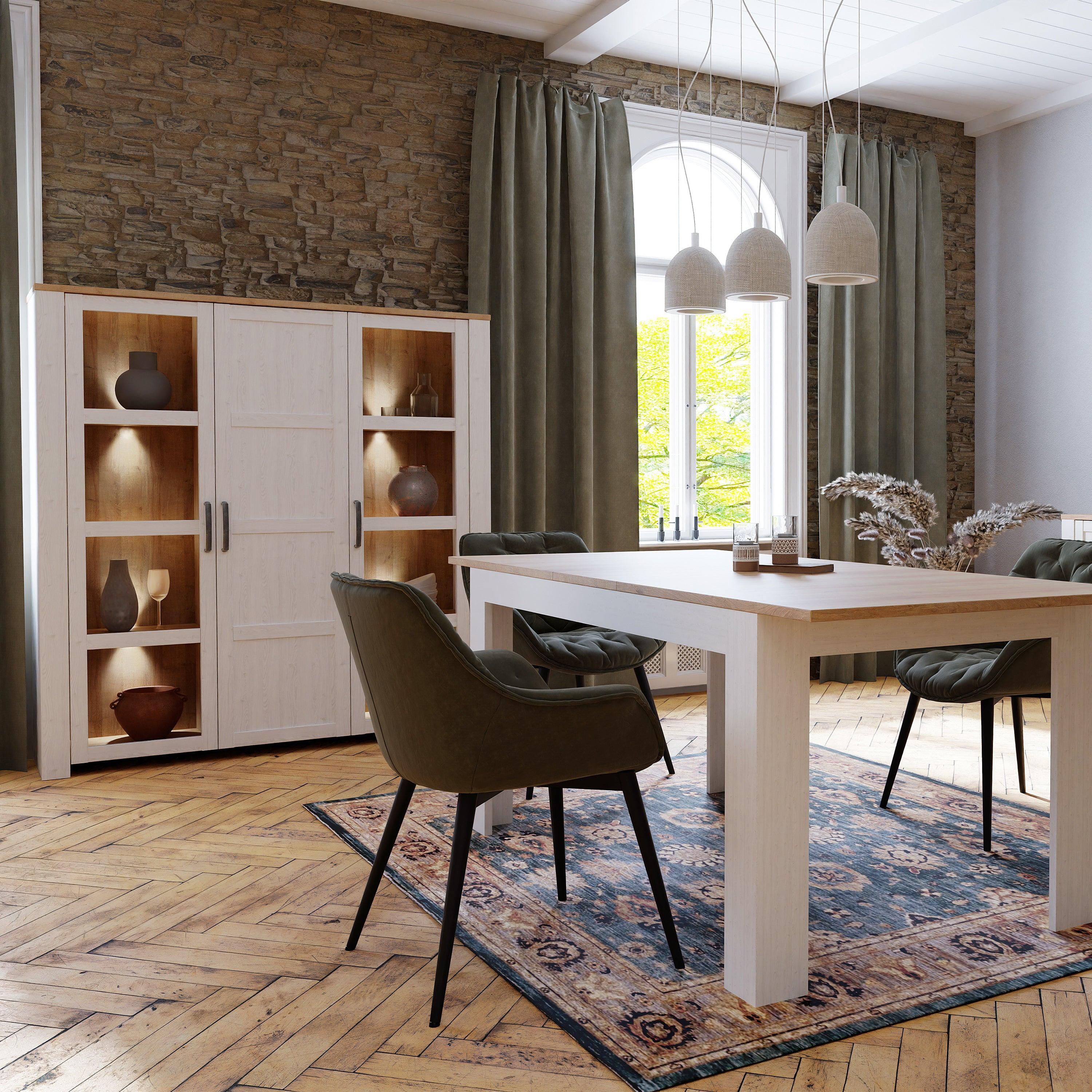 Bohol 3 Door Large Display Cabinet in Riviera Oak/White - image 4