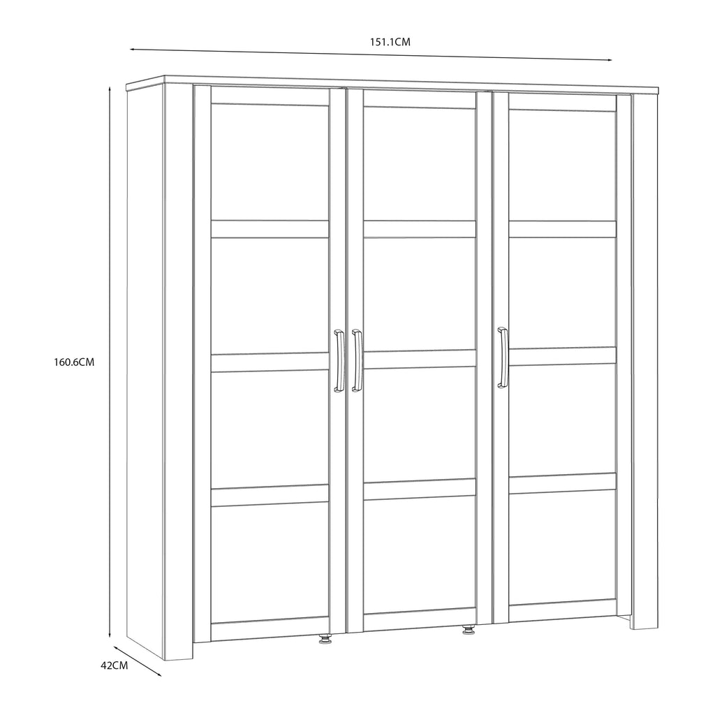 Bohol 3 Door Large Display Cabinet in Riviera Oak/White - image 6