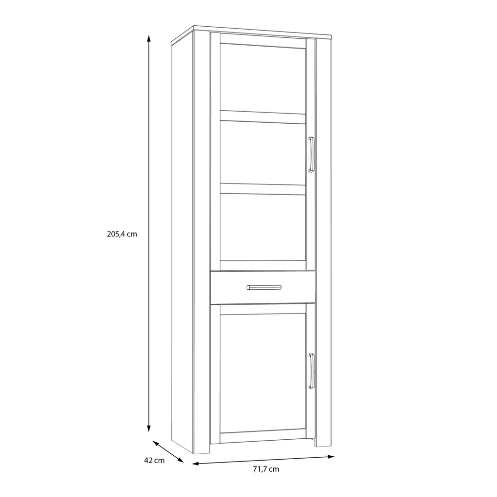 Bohol 2 Door 1 Drawer Narrow Display Cabinet in Riviera Oak/Grey Oak - image 7