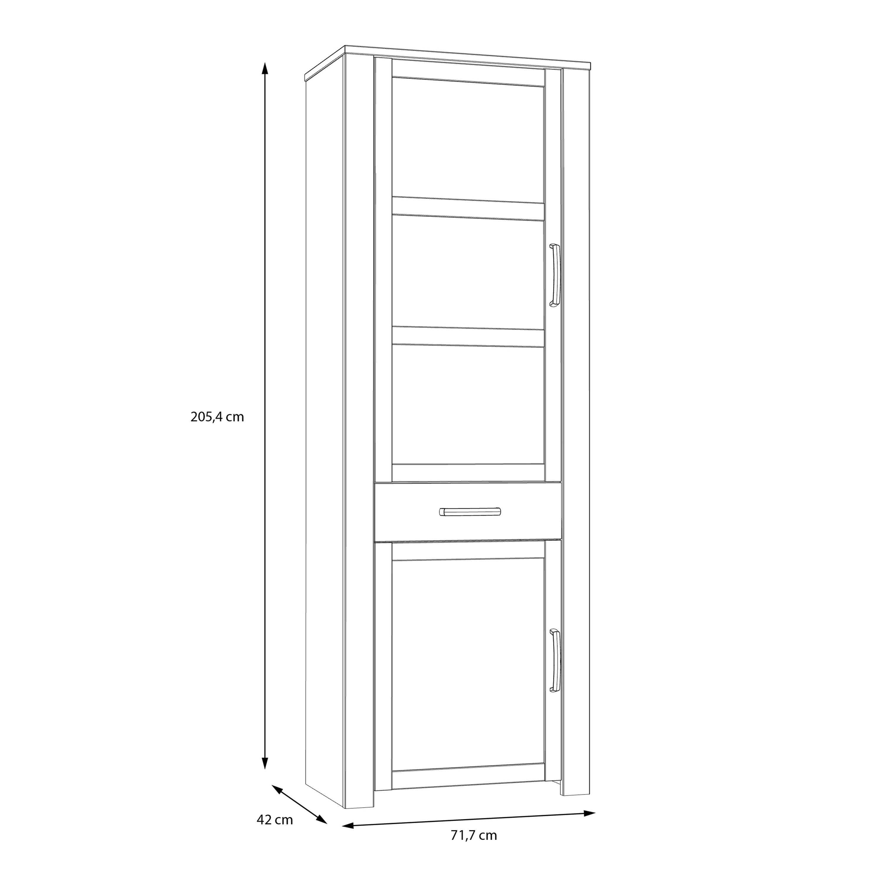 Bohol 2 Door 1 Drawer Narrow Display Cabinet in Riviera Oak/Grey Oak - image 7