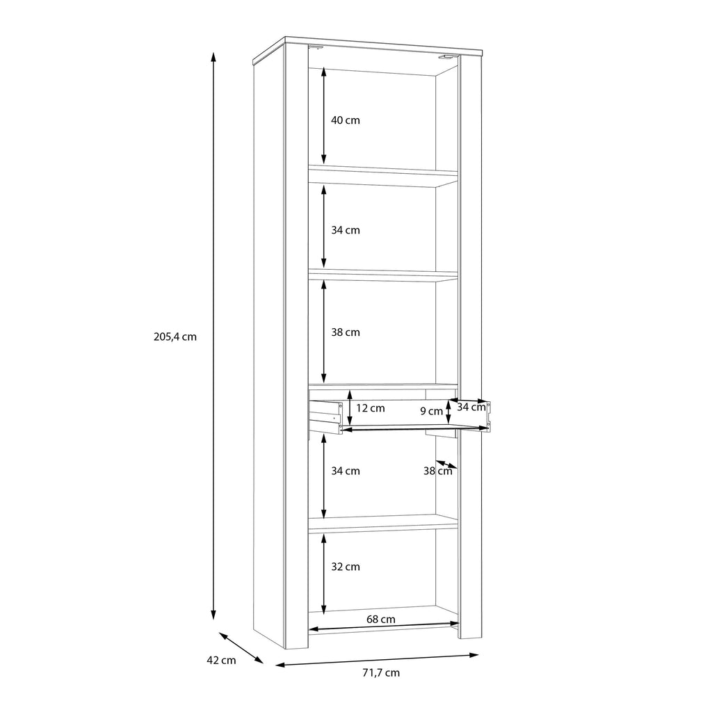 Bohol 2 Door 1 Drawer Narrow Display Cabinet in Riviera Oak/Grey Oak - image 8