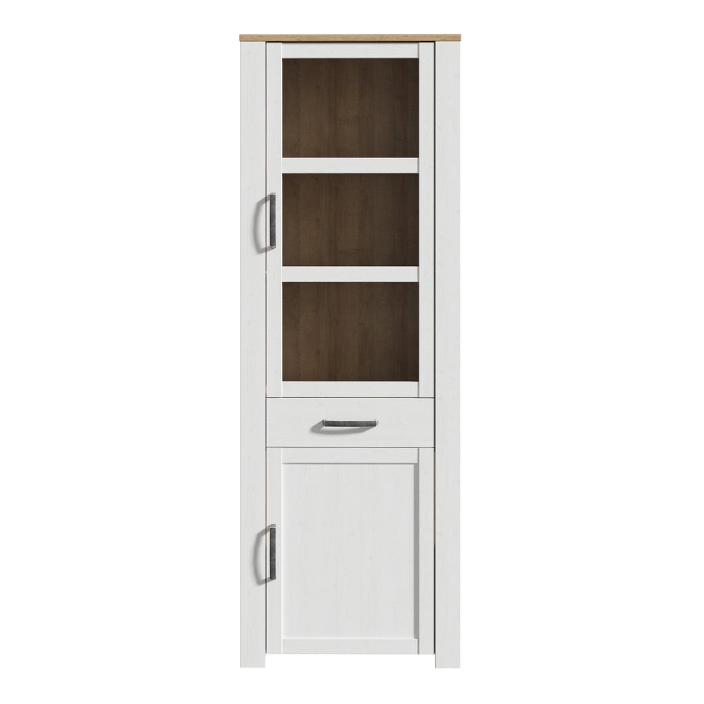 Bohol 2 Door 1 Drawer Narrow Display Cabinet in Riviera Oak/White - image 2