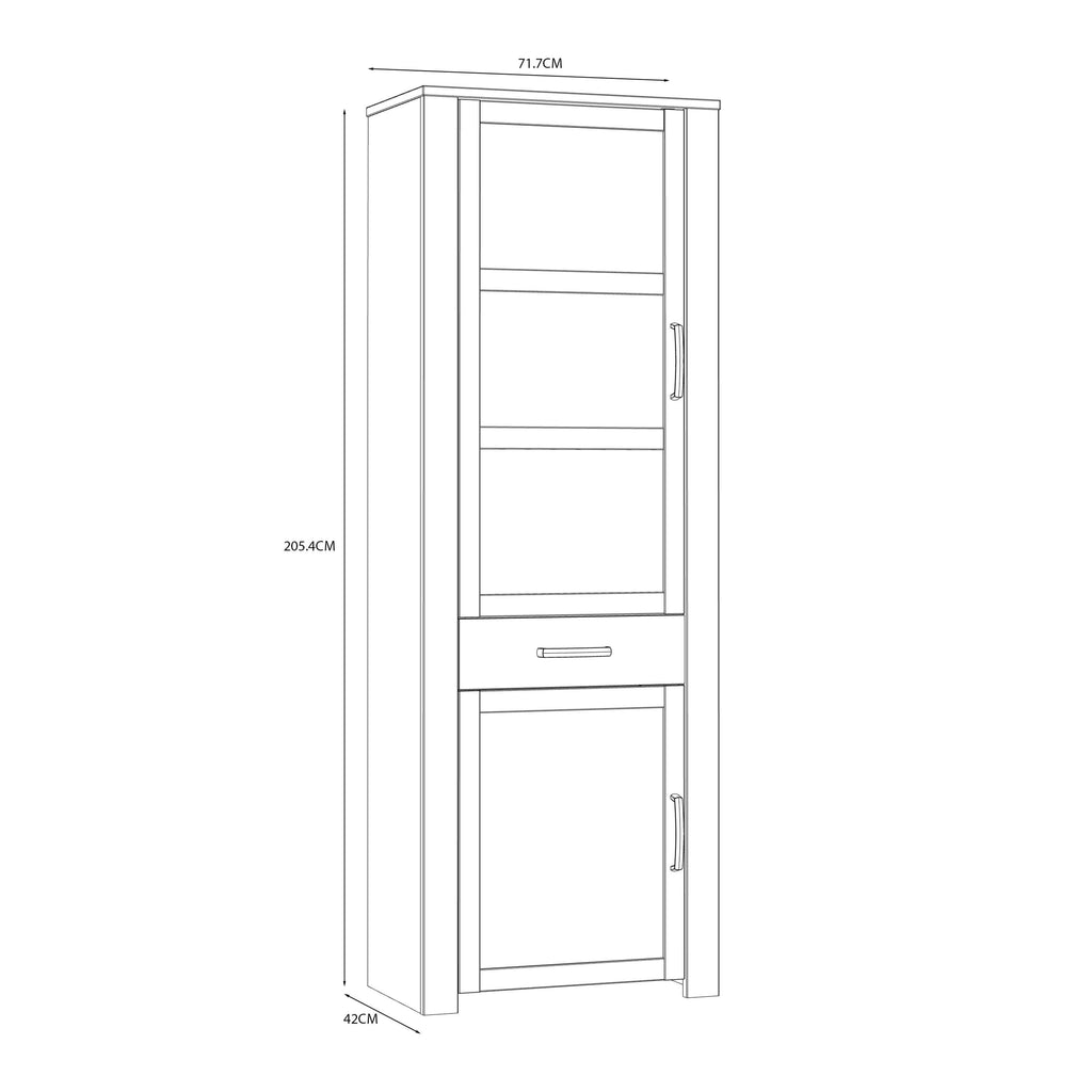 Bohol 2 Door 1 Drawer Narrow Display Cabinet in Riviera Oak/White - image 8
