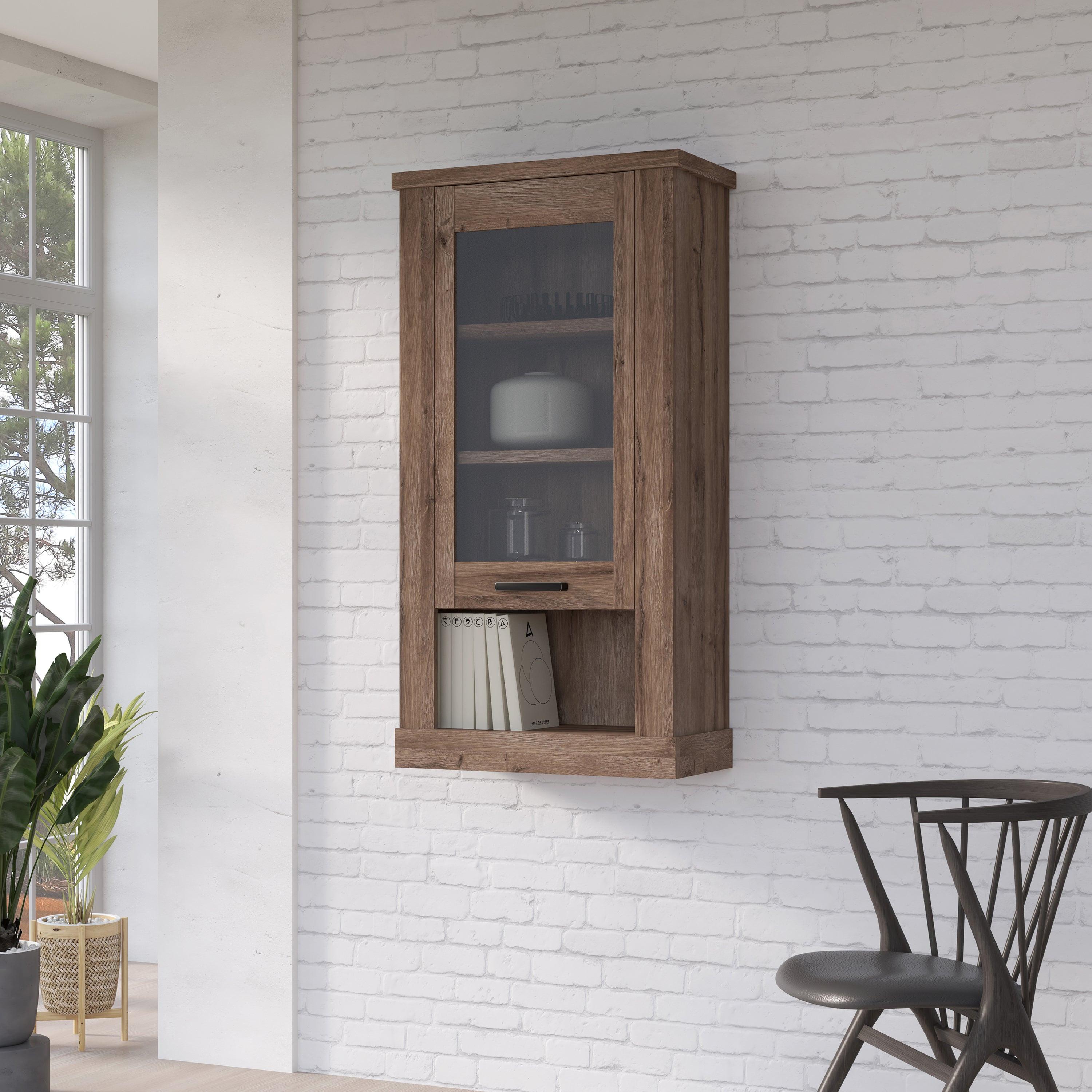 Corona 1 Door Wall Display Cabinet in Tabak Oak - image 5