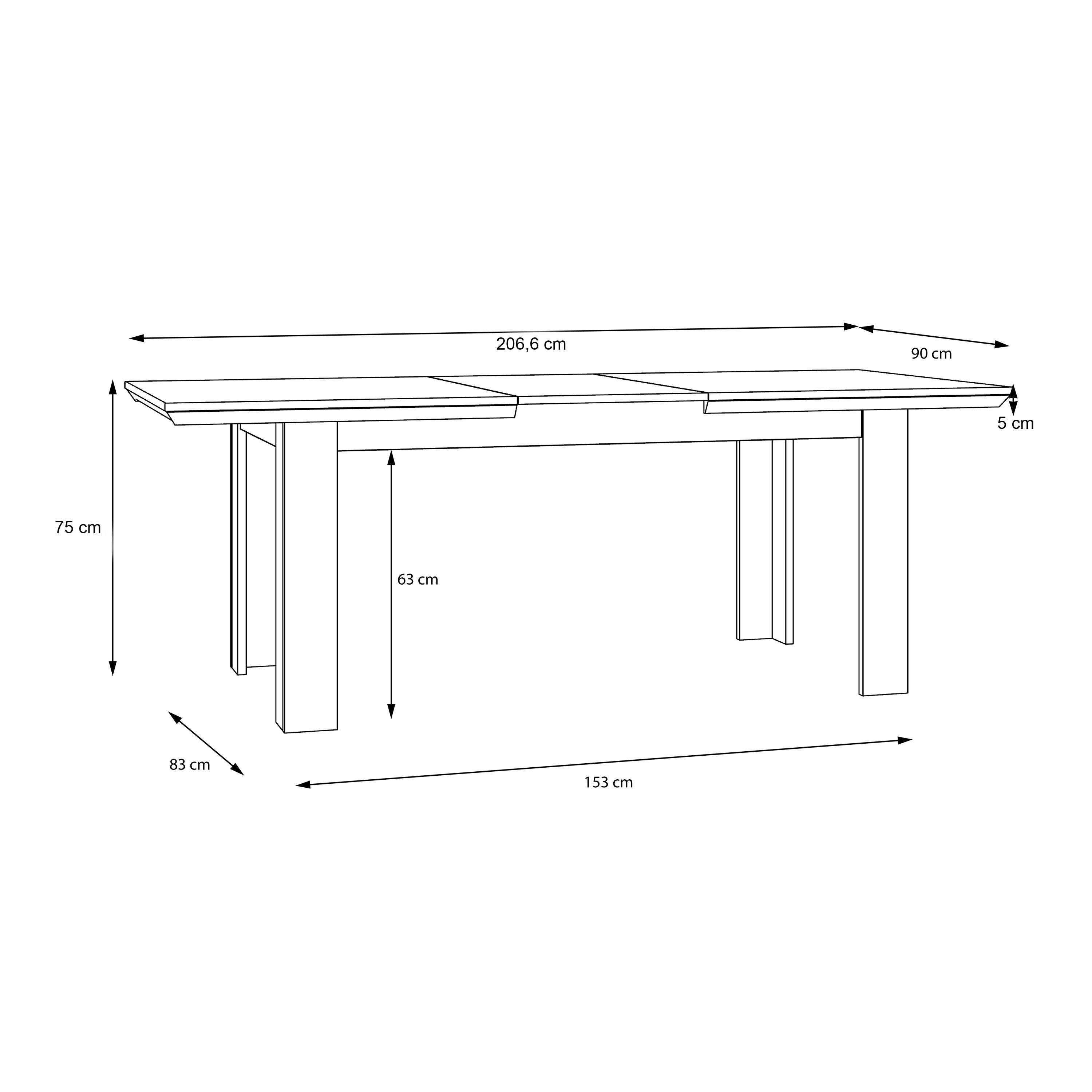 Illopa Extending Dining Table 160-207cm in Oak Nelson/Snowy Oak - image 7