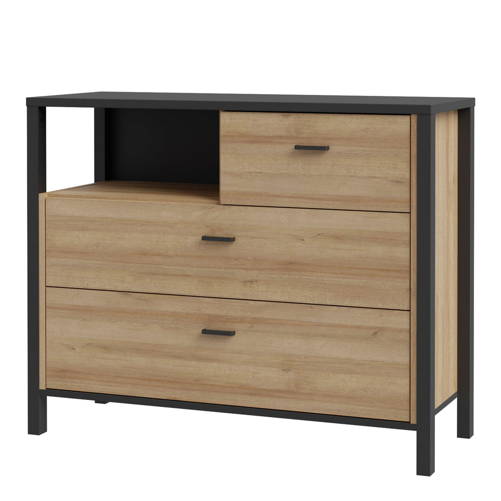 High Rock Chest of 3 Drawers in Matt Black/Riviera Oak - image 3