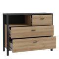 High Rock Chest of 3 Drawers in Matt Black/Riviera Oak - image 4