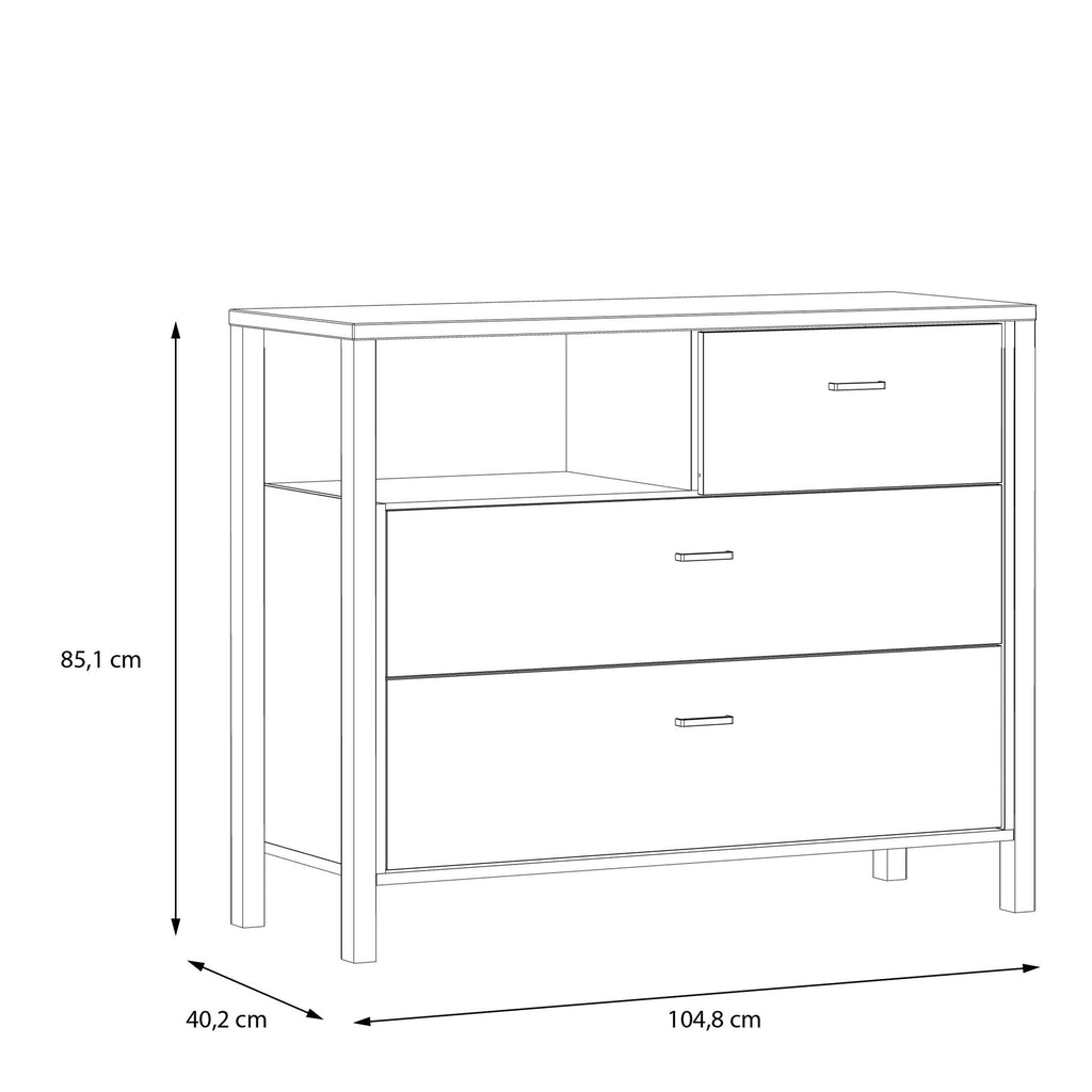 High Rock Chest of 3 Drawers in Matt Black/Riviera Oak - image 7